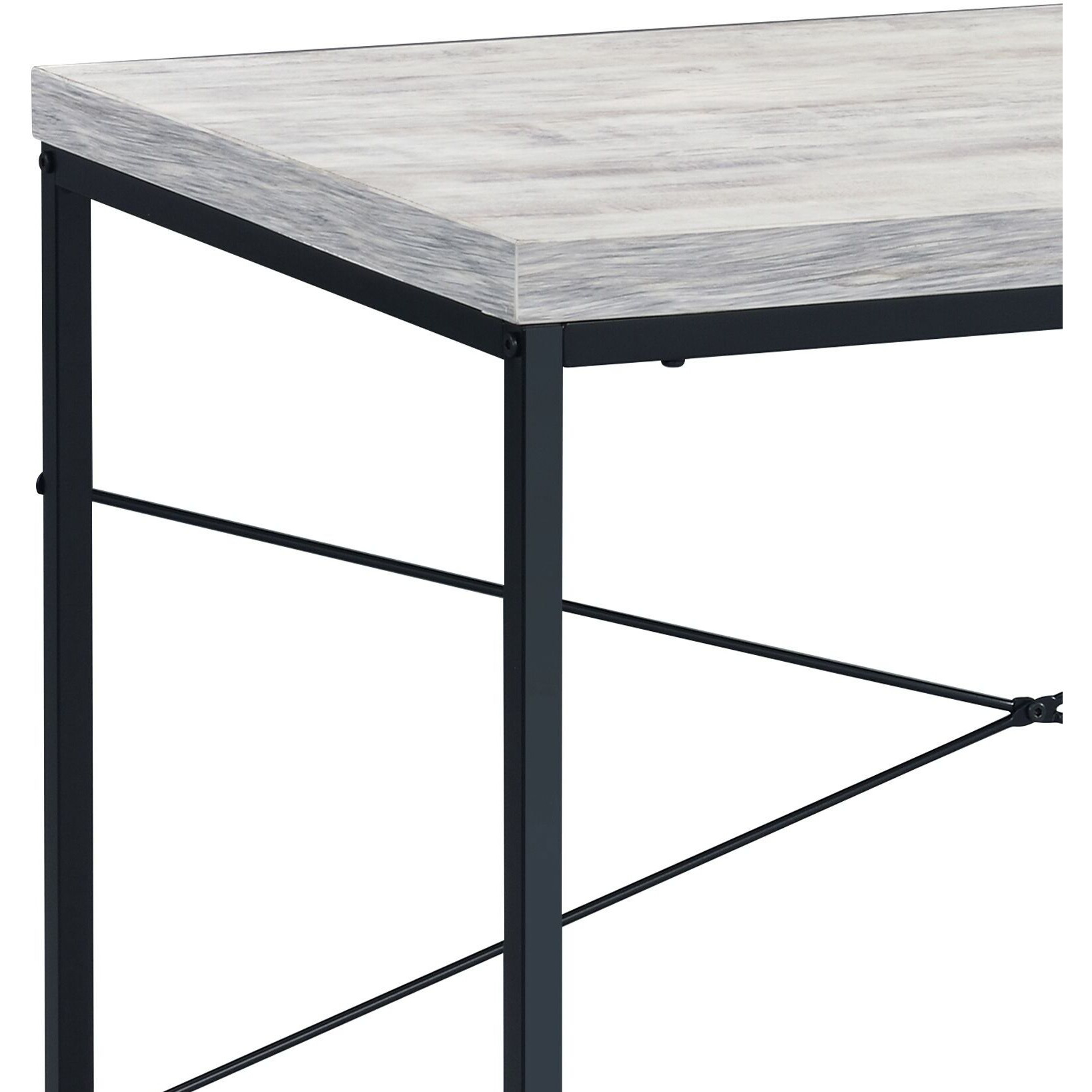 Antique White And Black Writing Desk With Metal Sled Base