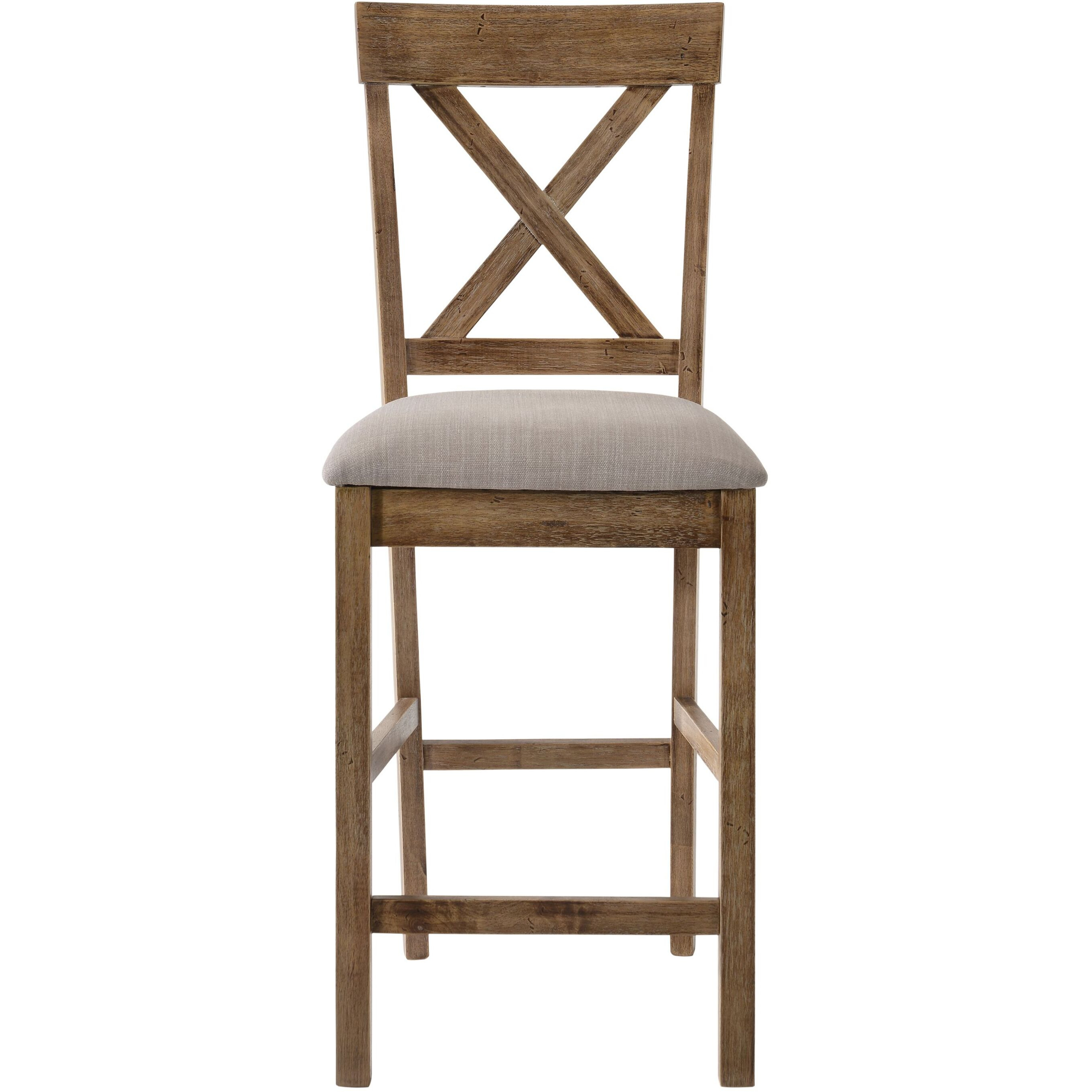 Tan And Weathered Oak Counter Height Stools With Cross Back (Set Of 2)
