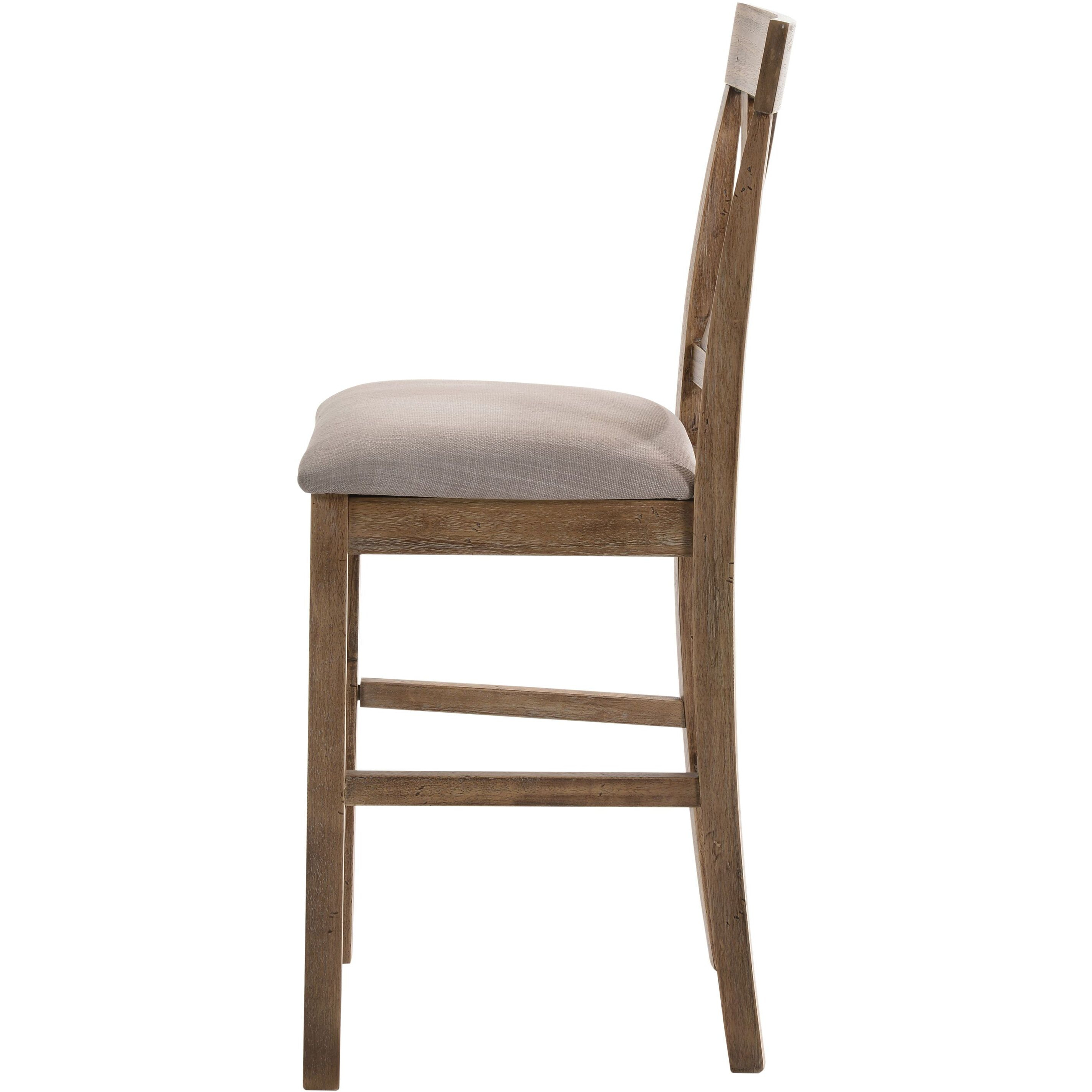 Tan And Weathered Oak Counter Height Stools With Cross Back (Set Of 2)