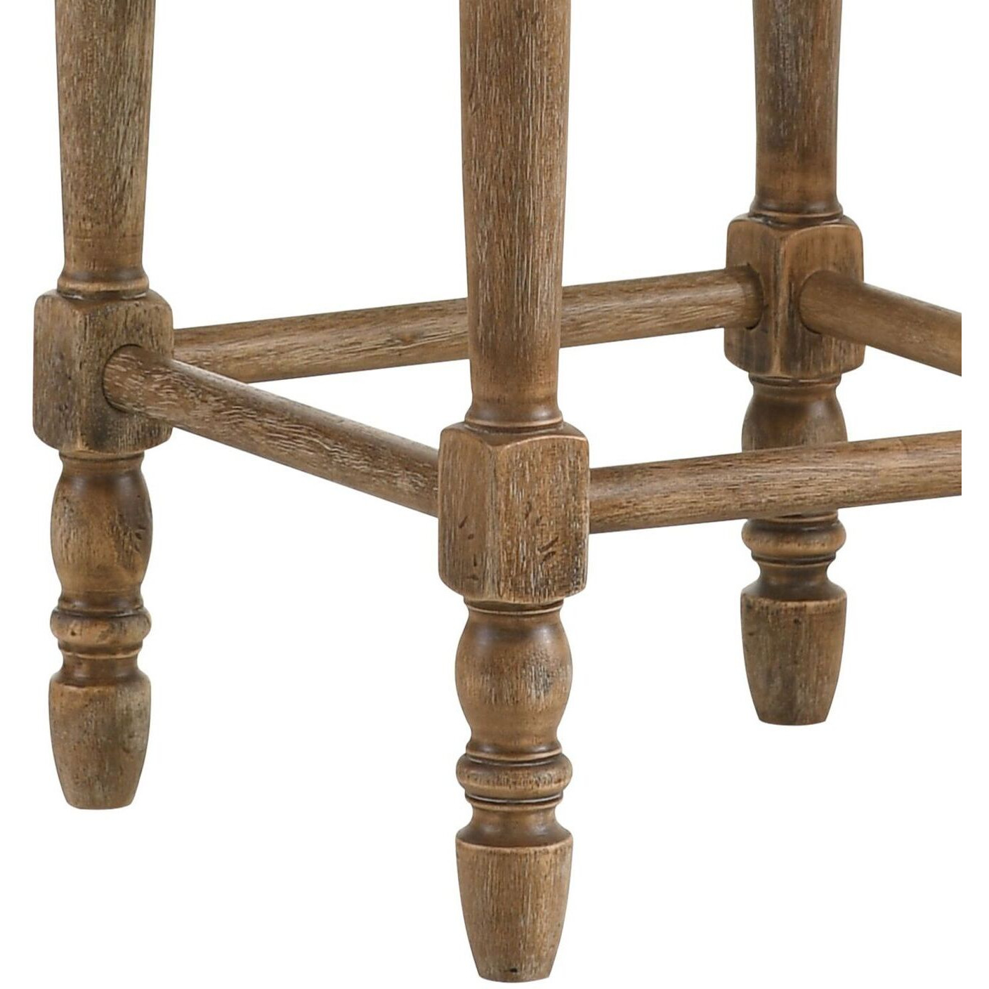 Beige And Weathered Oak Nailhead Trim Counter Height Stools ( Set Of 2)