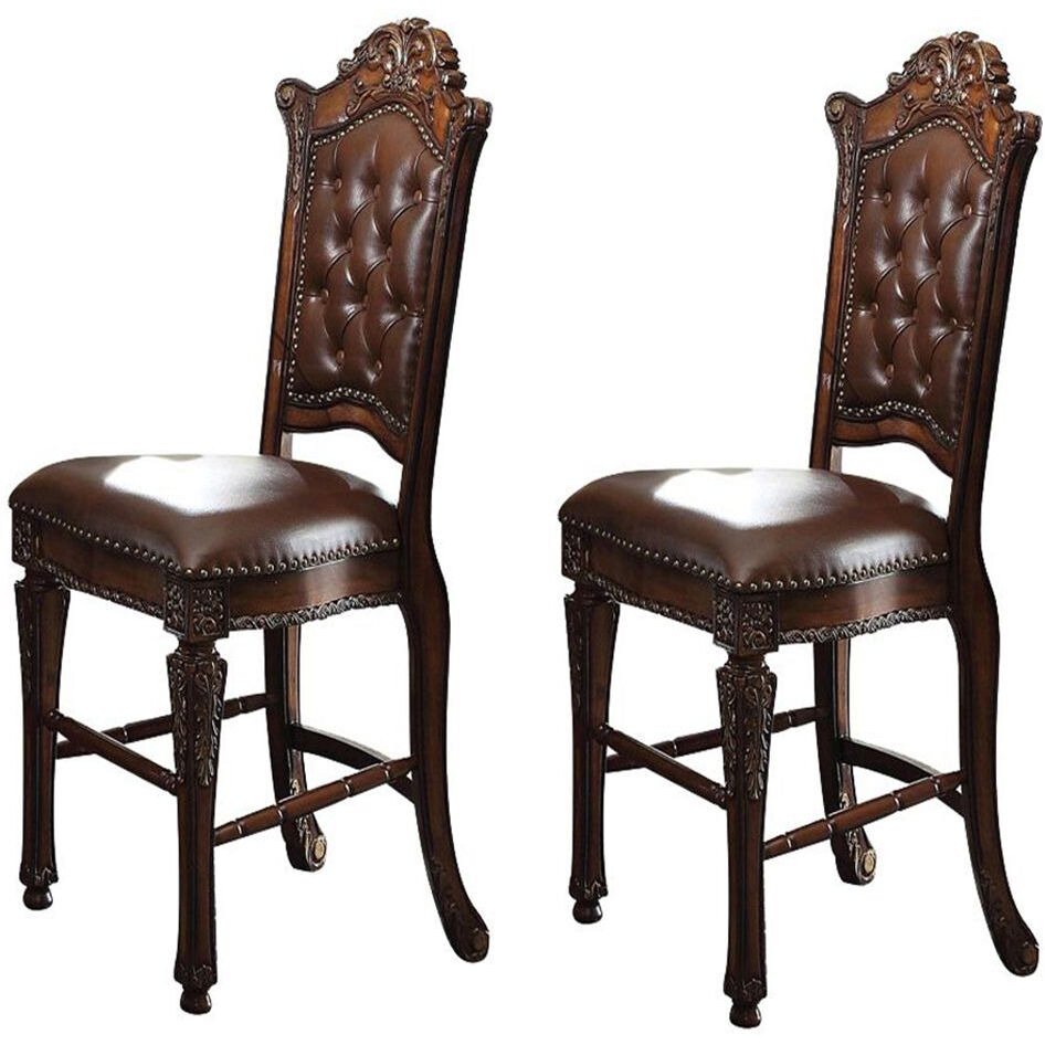 Cherry Counter Height Stools With Nailhead Trim (Set Of 2)