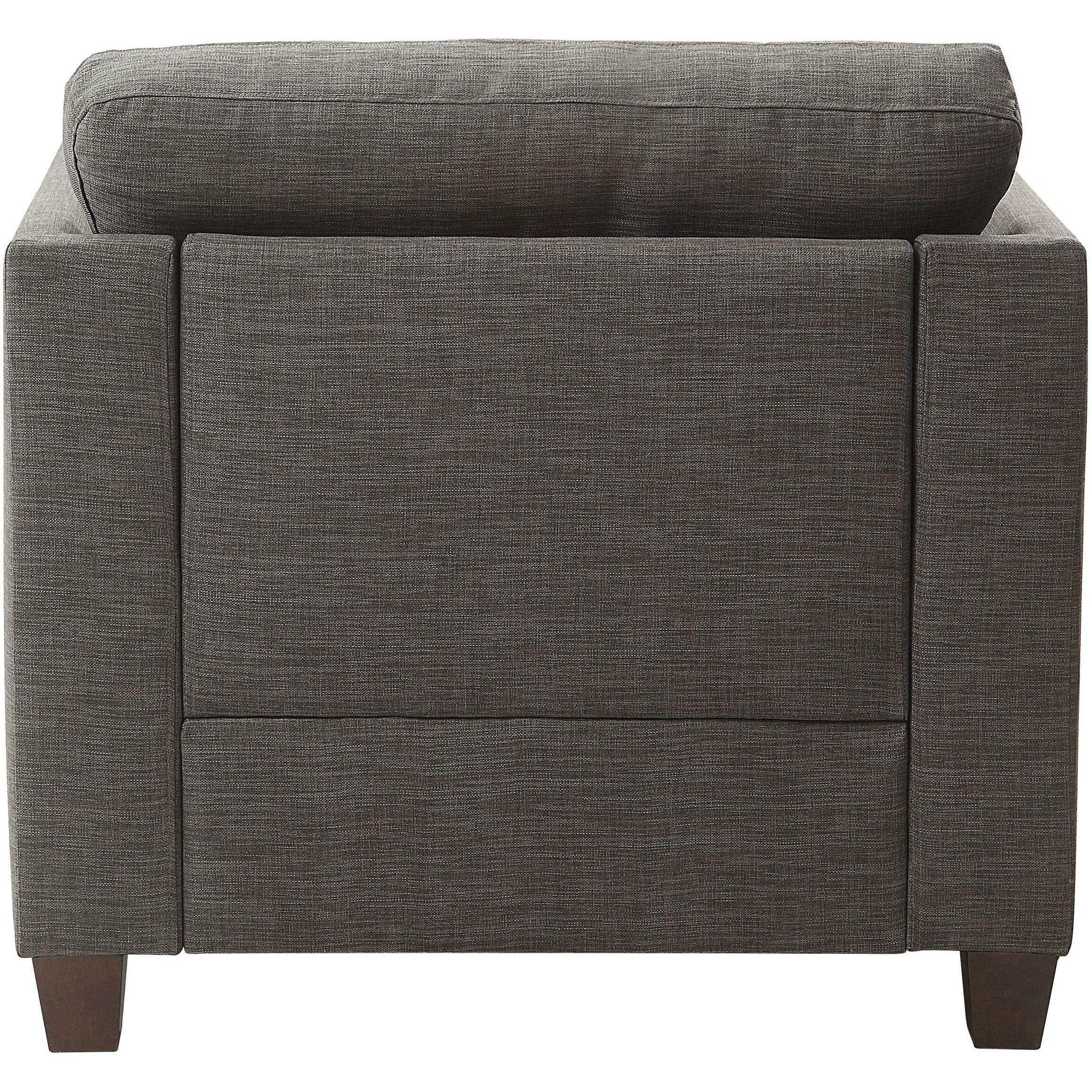 Light Charcoal Flared Arms Chair With Accent Pillows