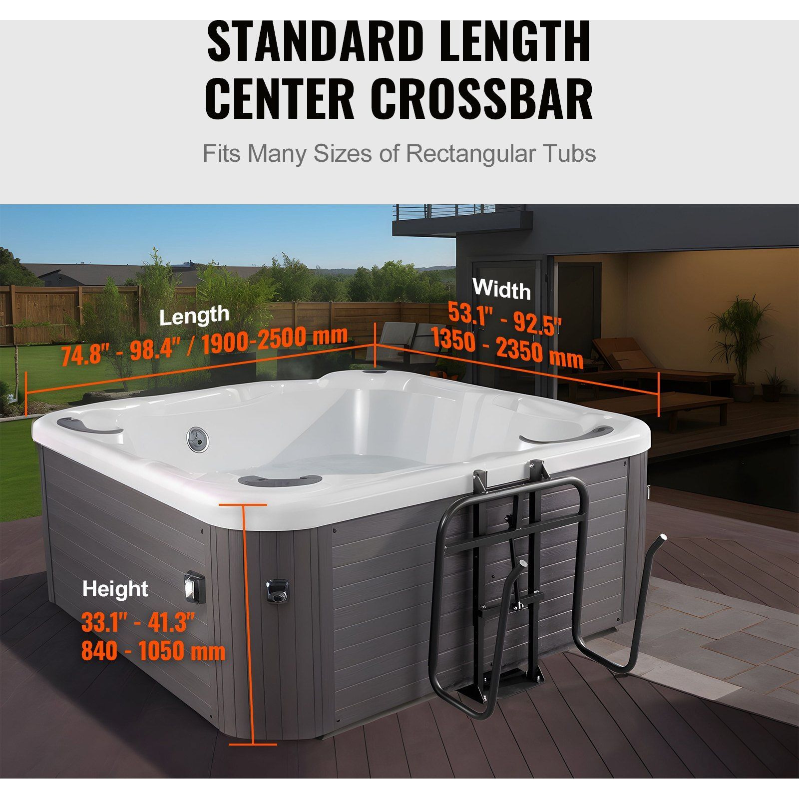 Vevor Hot Tub Cover Lift  Spa Cover Lift  Hydraulic  Height 33.1"" - 41.3"" Width 53.1"" - 92.5"" Adjustable  Installed Underneath On One Sides  Suitable For Various Sizes Of Hot Tubs  Spa