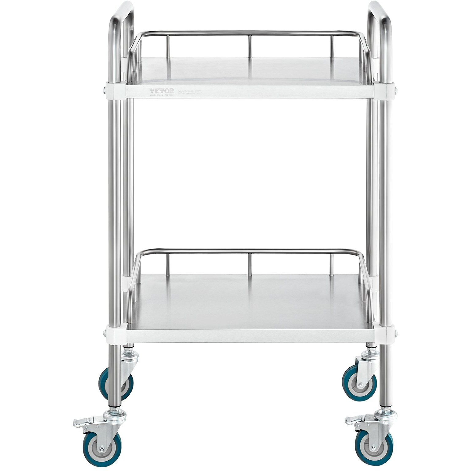 Vevor Lab Rolling Cart  2-Shelf Stainless Steel Rolling Cart  Lab Serving Cart With Swivel Casters  Dental Utility Cart For Clinic  Lab  Hospital  Salon  15.16"&quotX21.57"&quotX34.06""