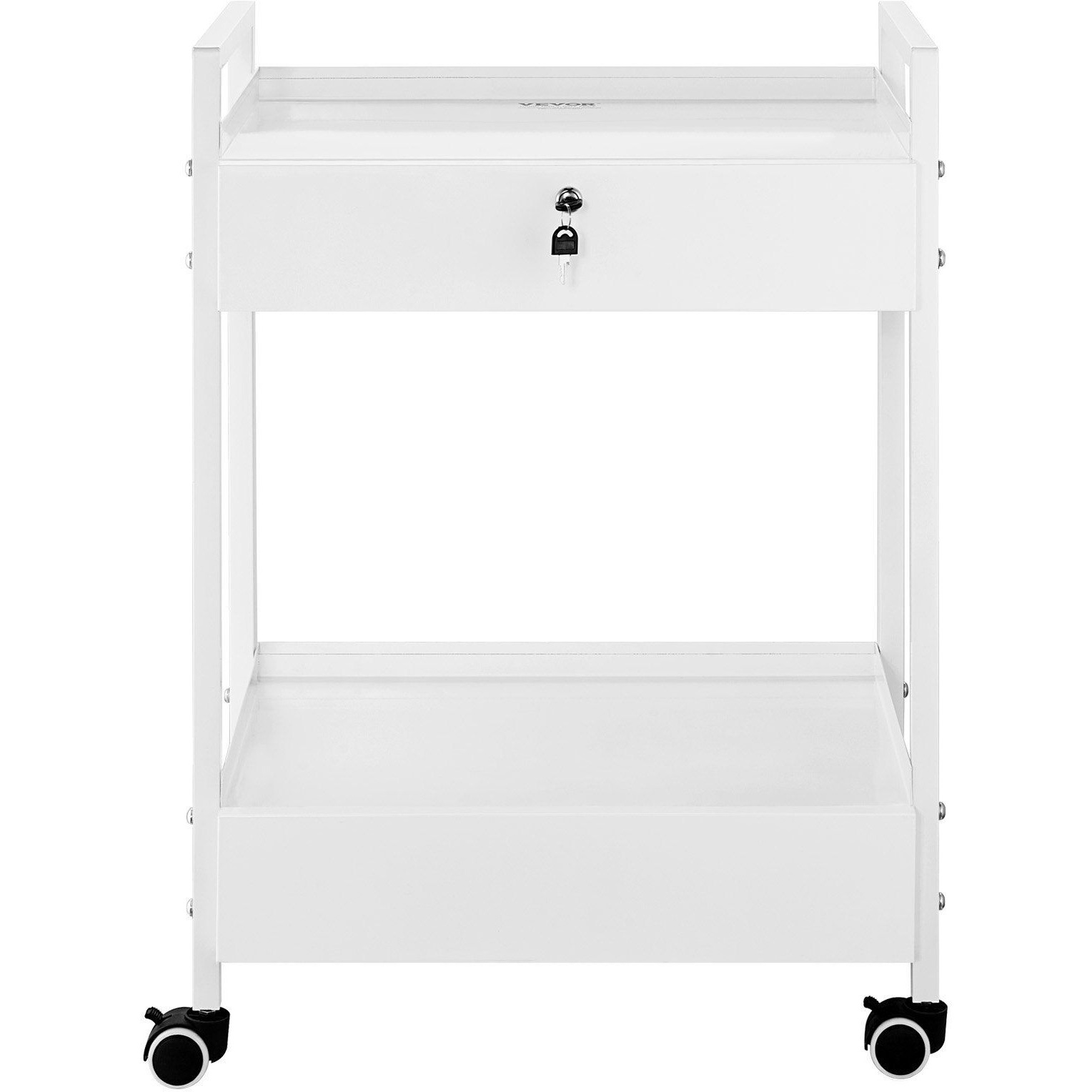 Vevor Lab Cart  2 Tiers Stainless Steel Utility Cart  Medical Cart With 2 Drawers  Rolling Lab Cart White Paint  Serving Cart With Swivel Casters For Laboratory  Hospital  Dental  Salon And Beauty