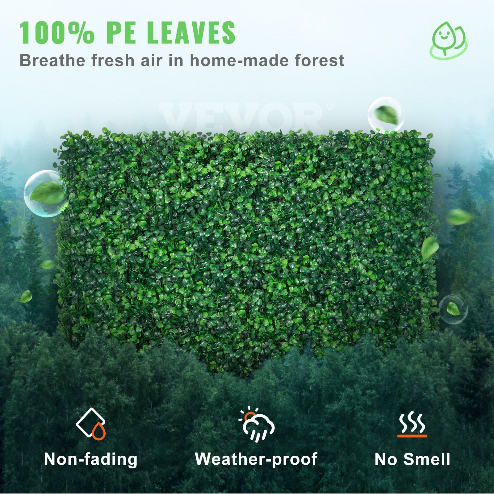 Vevor Artificial Boxwood Panel Uv 24Pcs Boxwood Hedge Wall Panels Artificial Grass Backdrop Wall 24"" X 16"" 4 Cm Green Grass Wall  Fake Hedge For Decor Privacy Fence Indoor  Outdoor Garden Backyard