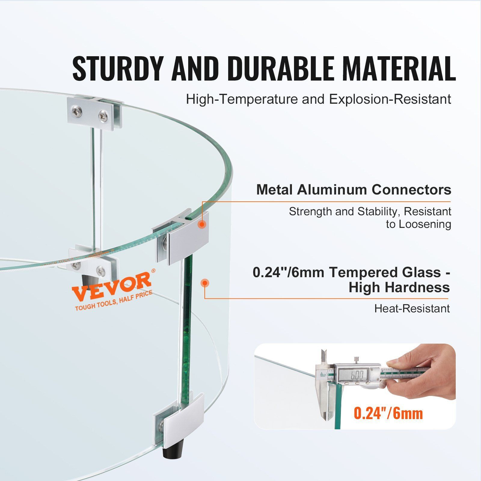 Vevor Fire Pit Wind Guard  29 X 8 Inch Round Glass Flame Shield  0.24-Inch Thick Fire Table Accessory  Clear Tempered Glass Flame Guard For Propane  Gas  Outdoor  Patio  Backyard