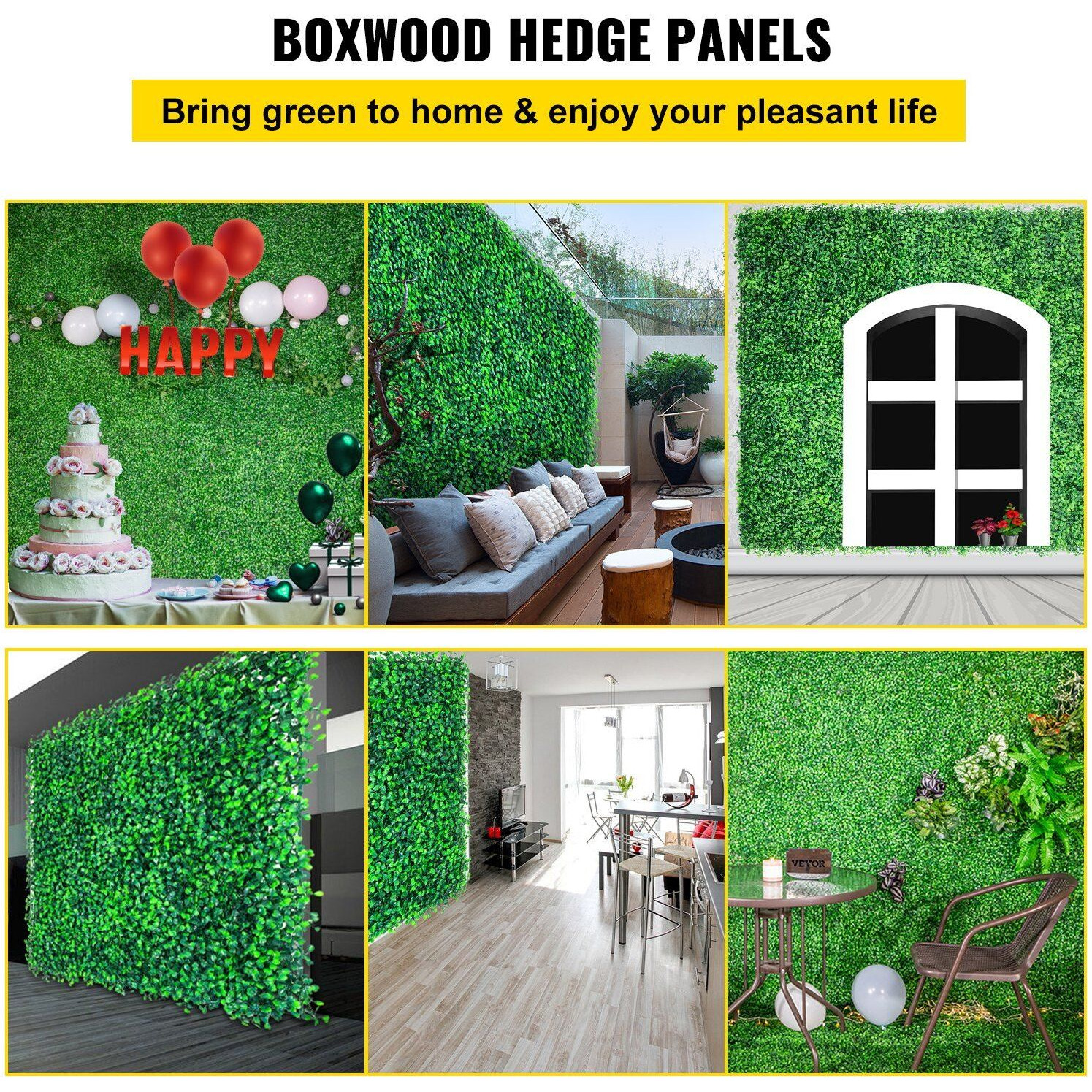 Vevor Artificial Boxwood Panels  20 Pcs 20"&quotX20"" Boxwood Hedge Wall Panels  Pe Artificial Grass Backdrop Wall 1.6""  Privacy Hedge Screen For Decoration Of Outdoor  Indoor  Garden  Fence  And Backyard