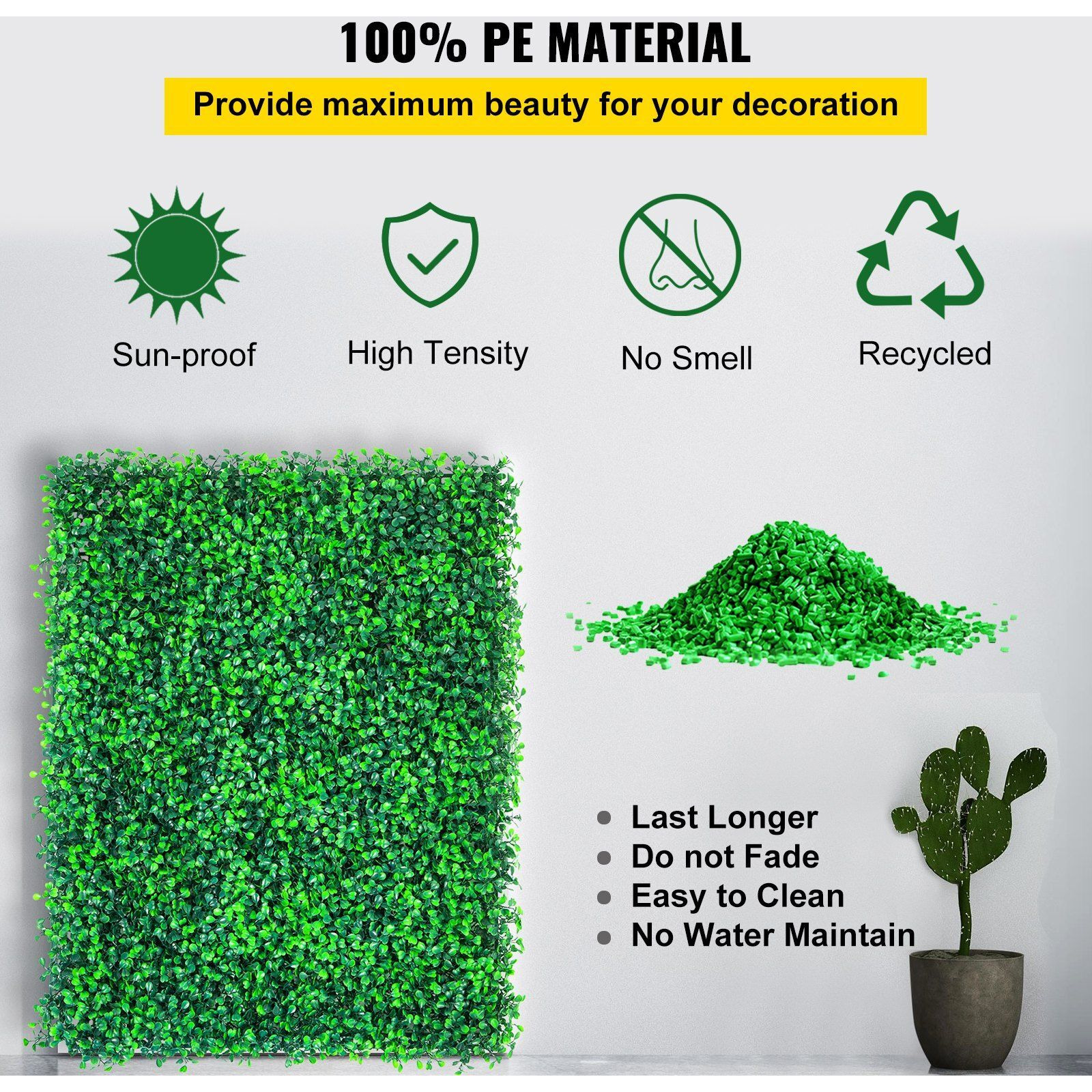 Vevor Artificial Boxwood Panels  20 Pcs 20"&quotX20"" Boxwood Hedge Wall Panels  Pe Artificial Grass Backdrop Wall 1.6""  Privacy Hedge Screen For Decoration Of Outdoor  Indoor  Garden  Fence  And Backyard