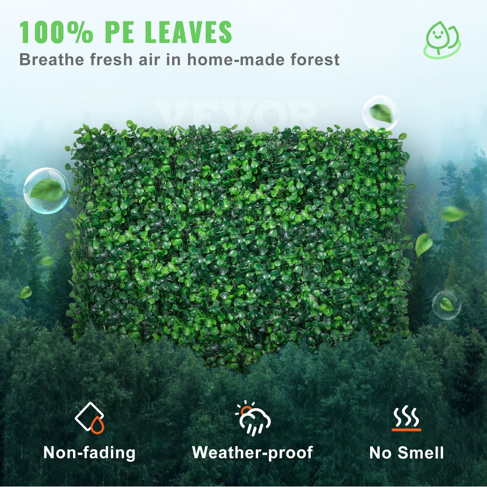 Vevor Artificial Boxwood Panel Uv 24Pcs Boxwood Hedge Wall Panels Artificial Grass Backdrop Wall 20"" X 20"" 4 Cm Green Grass Wall Fake Hedge For Decor Privacy Fence Indoor Outdoor Garden Backyard