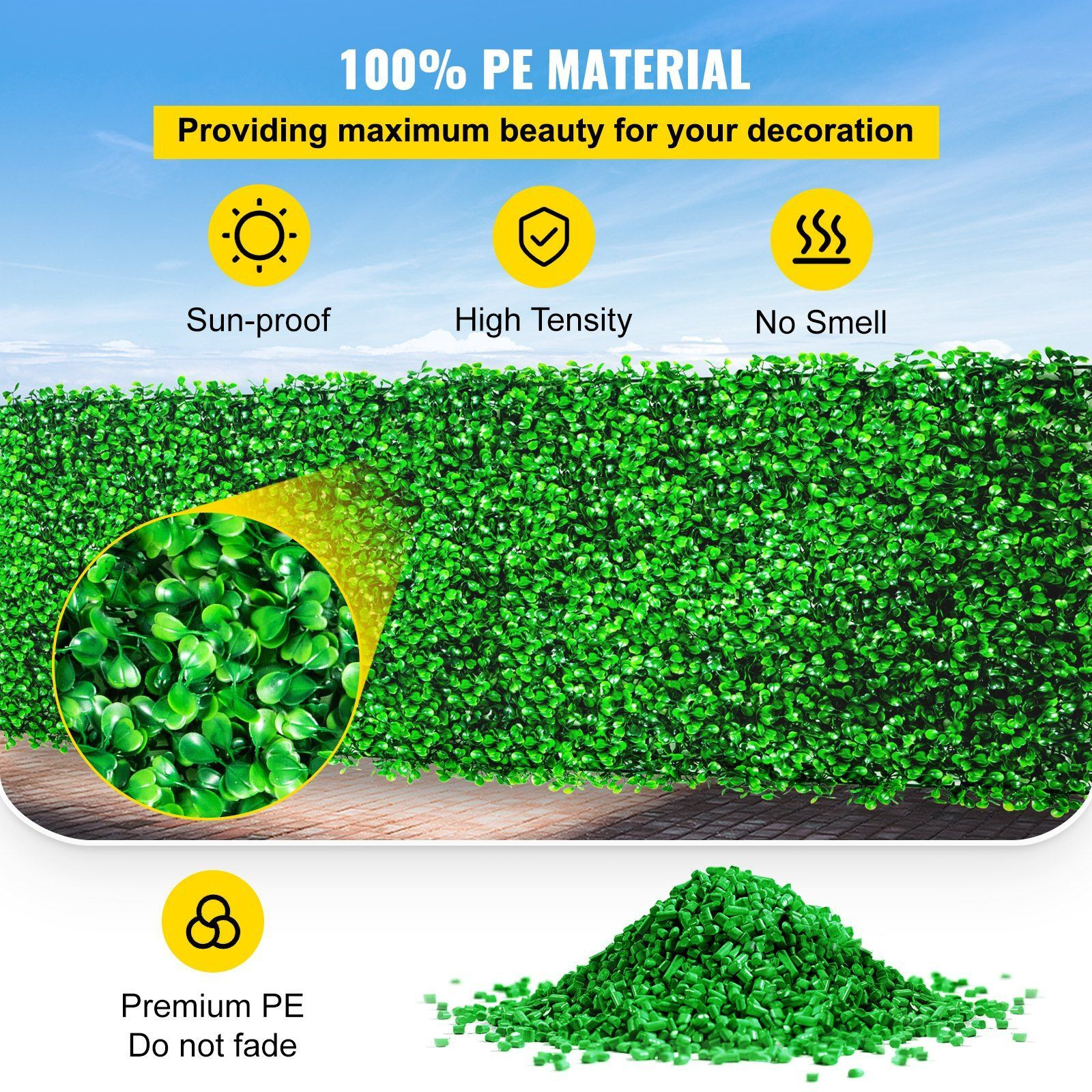 Vevor Artificial Boxwood Panel Uv 24Pcs Boxwood Hedge Wall Panels Artificial Grass Backdrop Wall 10"" X 10"" 4 Cm Green Grass Wall  Fake Hedge For Decor Privacy Fence Indoor  Outdoor Garden Backyard
