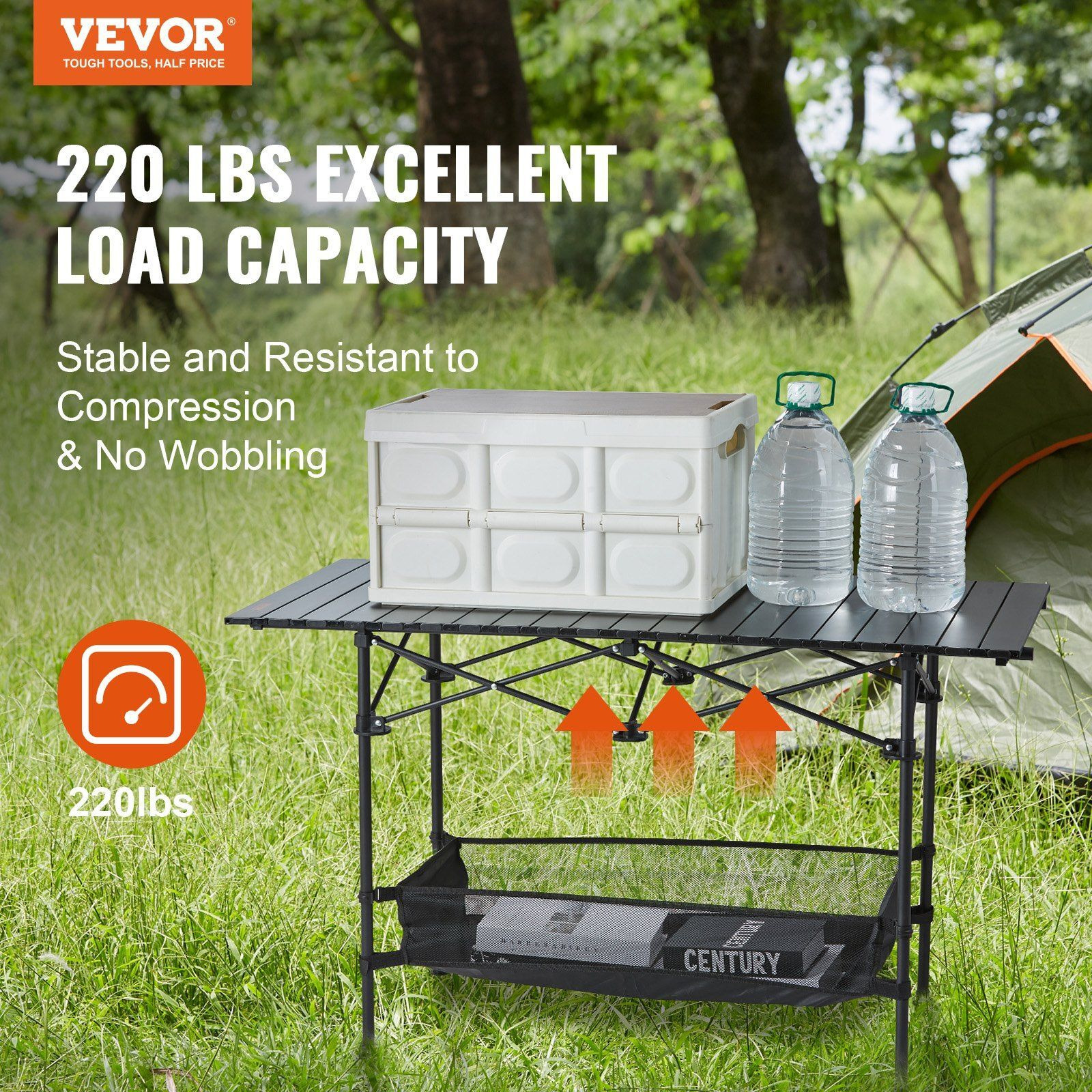 Vevor Folding Camping Table  Outdoor Portable Side Tables  Lightweight Fold Up Table  Aluminum & Steel Ultra Compact Work Table With Large Storage And Carry Bag  For Beach  Picnic  Travel  24X16 Inch