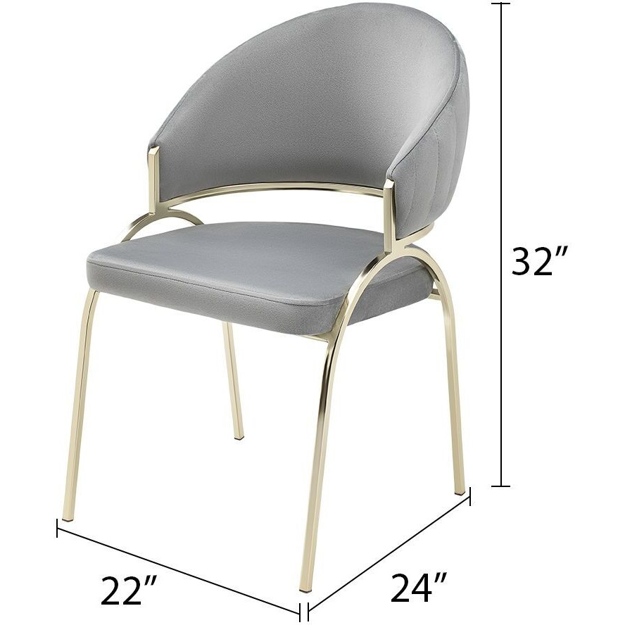 Ruby Modern & Contemporary Style Chair Made With Metal & Gold Legs In Gray Color