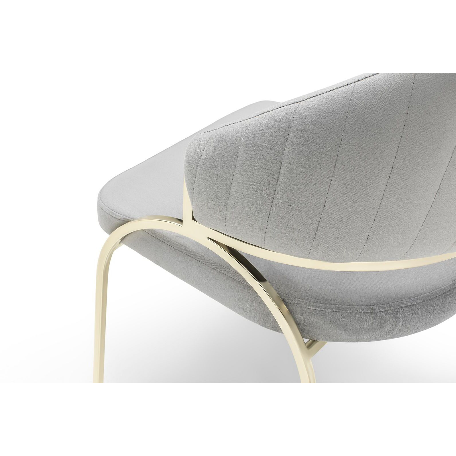 Ruby Modern & Contemporary Style Chair Made With Metal & Gold Legs In Gray Color
