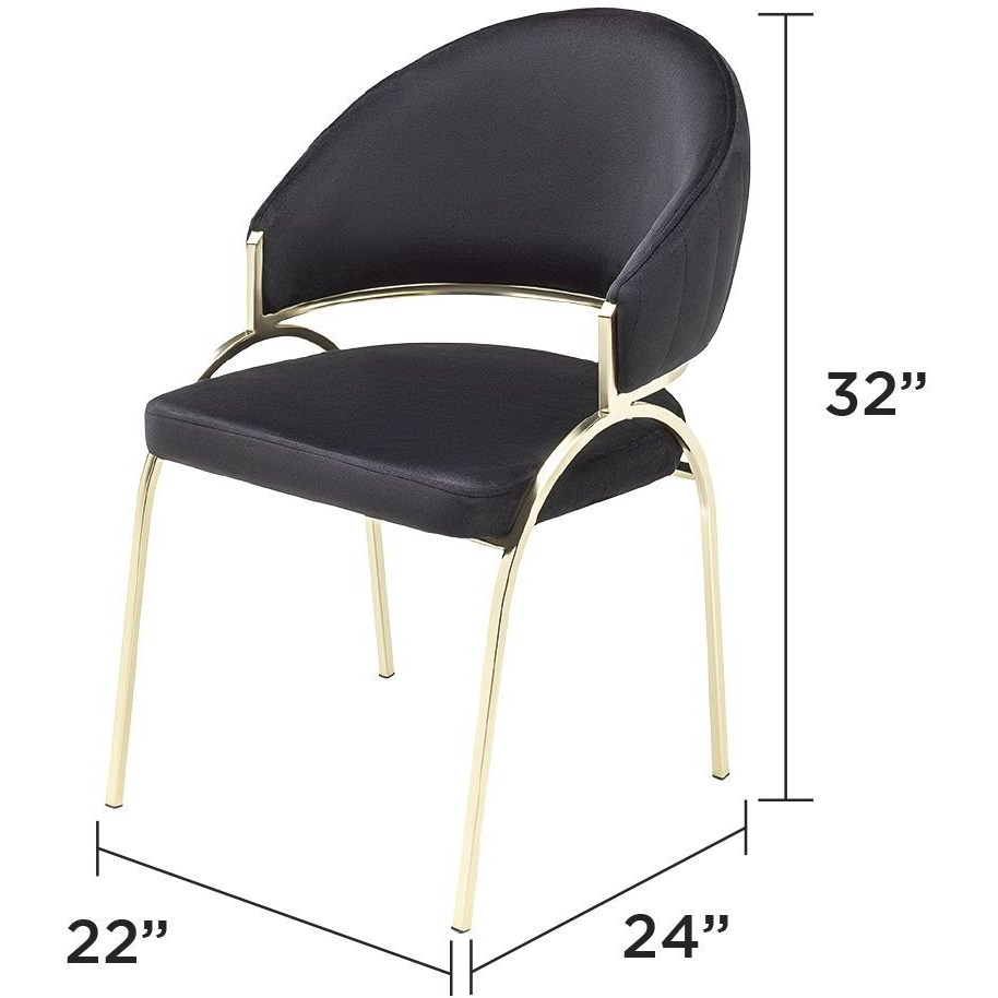 Ruby Modern & Contemporary Style Chair Made With Metal & Gold Legs In Black Color