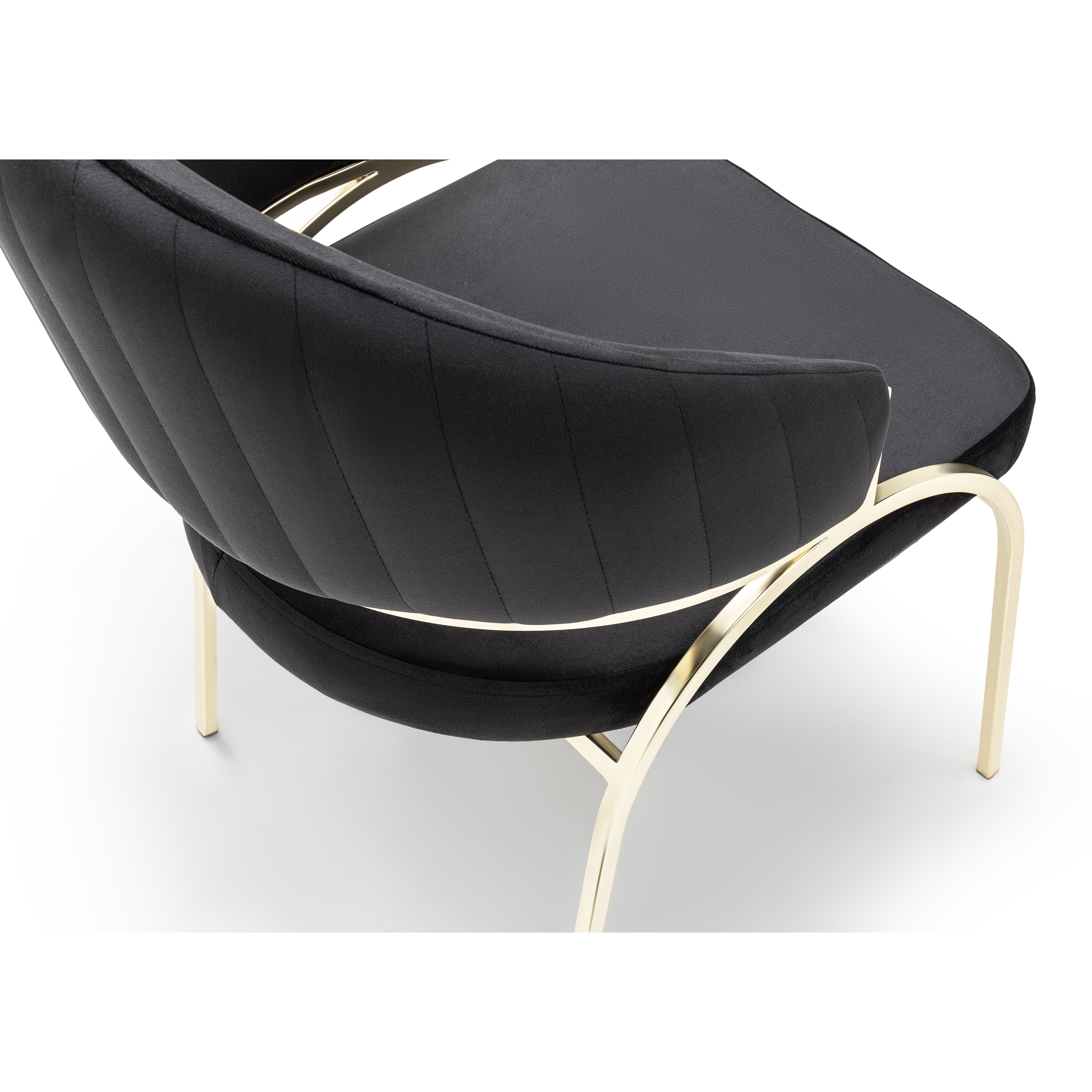 Ruby Modern & Contemporary Style Chair Made With Metal & Gold Legs In Black Color