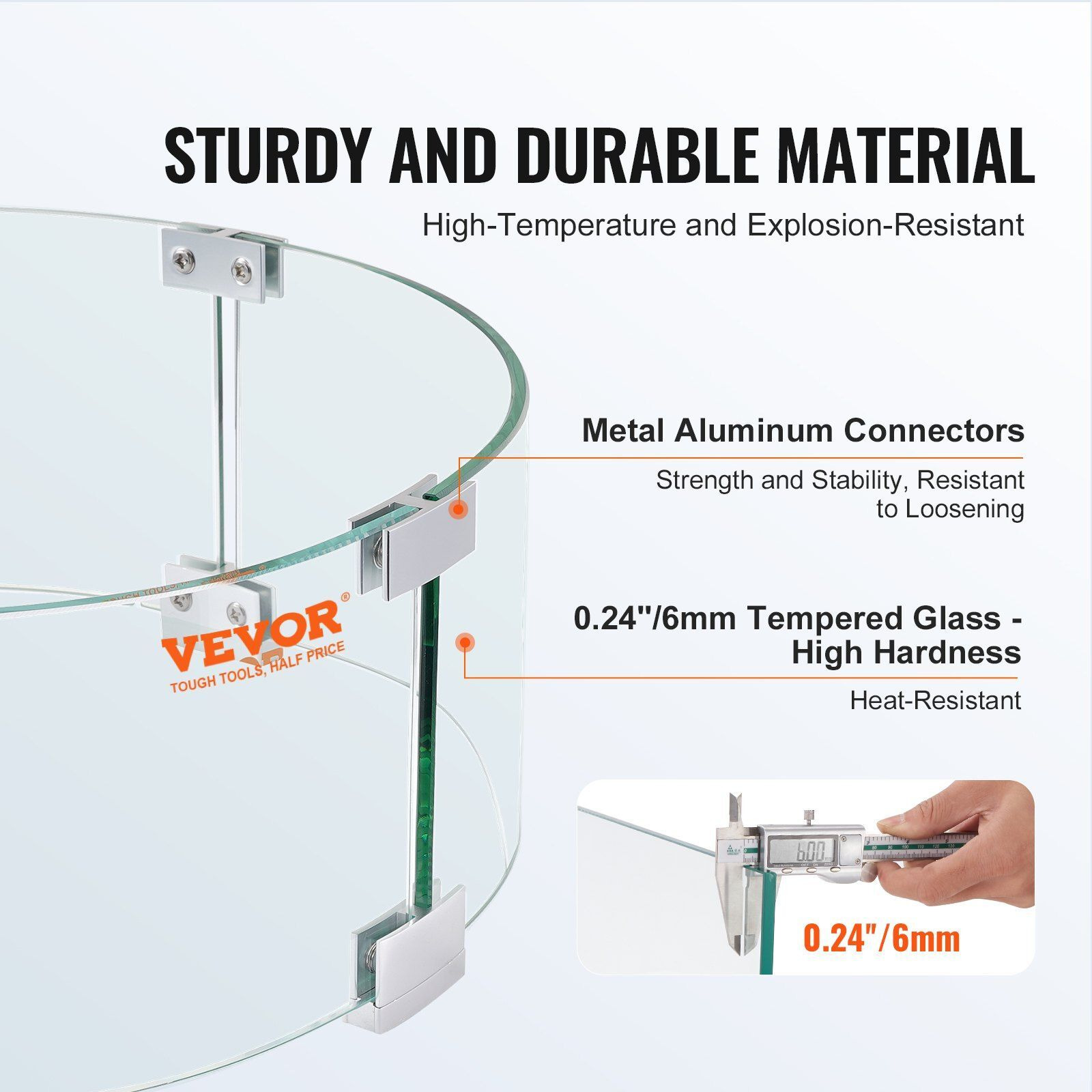Vevor Fire Pit Wind Guard  26 X 26 X 6 Inch Glass Flame Guard  Round Glass Shield  1/4-Inch Thick Fire Table  Clear Tempered Glass Flame Guard  Aluminum Alloy Feet For Propane  Gas  Outdoor