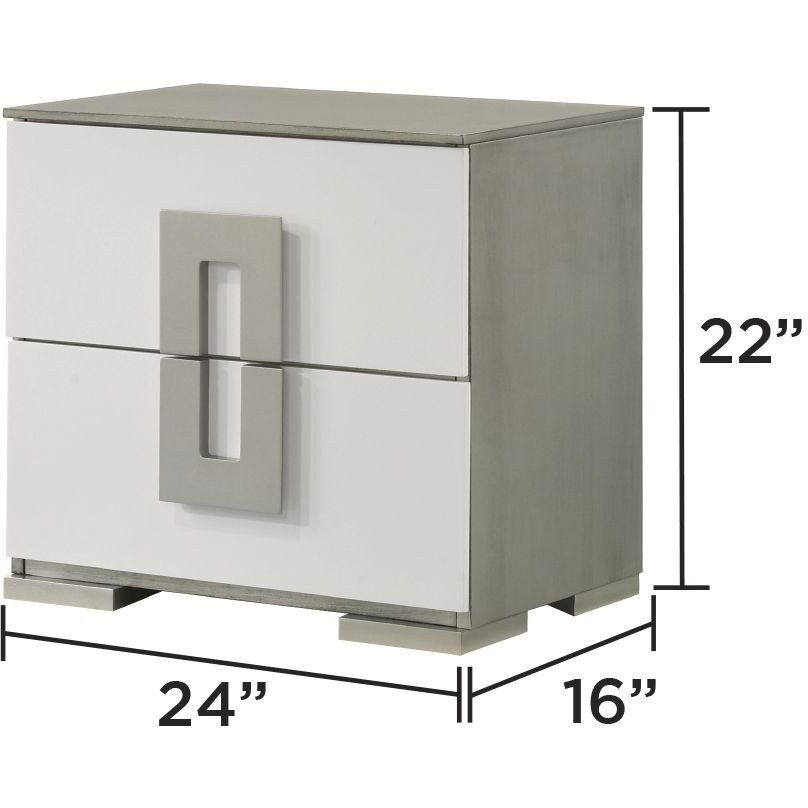 Olivia Contemporary Style 2-Drawer Night Stand Made With Wood In White