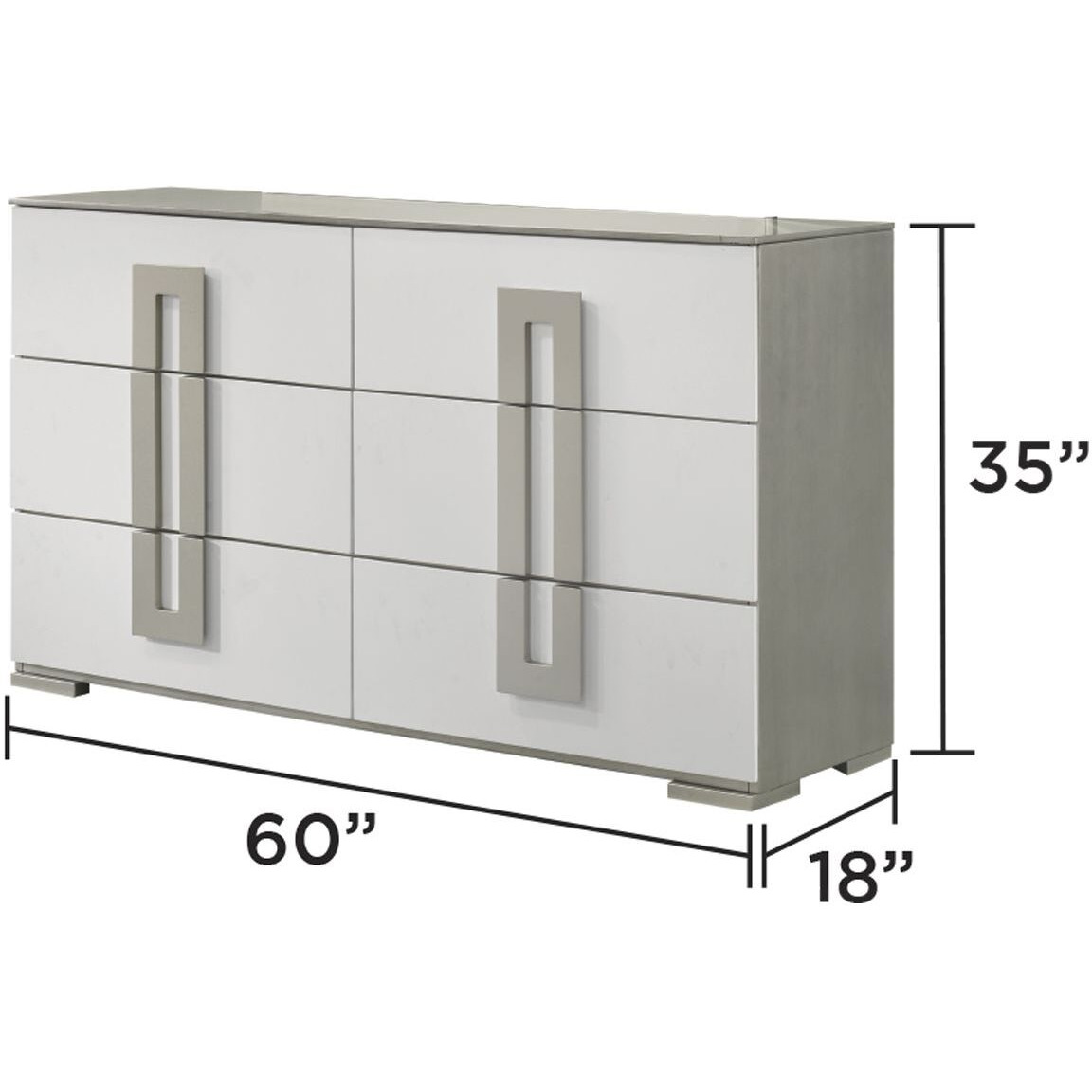 Olivia Contemporary Style 6- Drawer Dresser Made With Wood In White