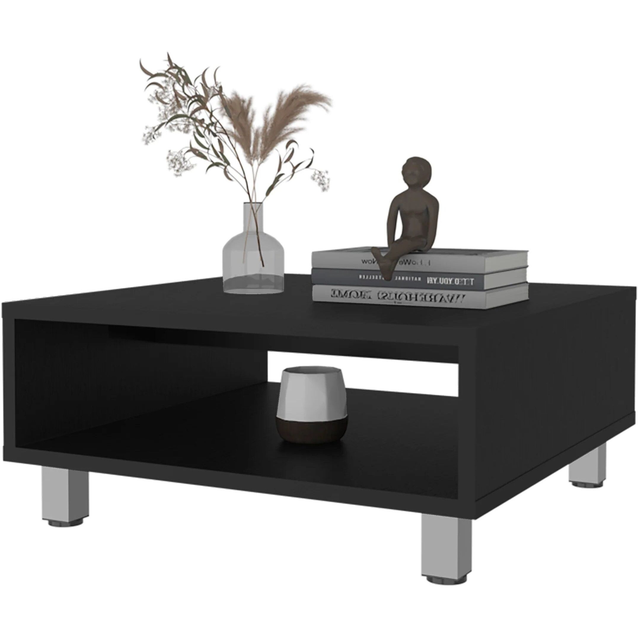 Black Coffee Table With Open Storage