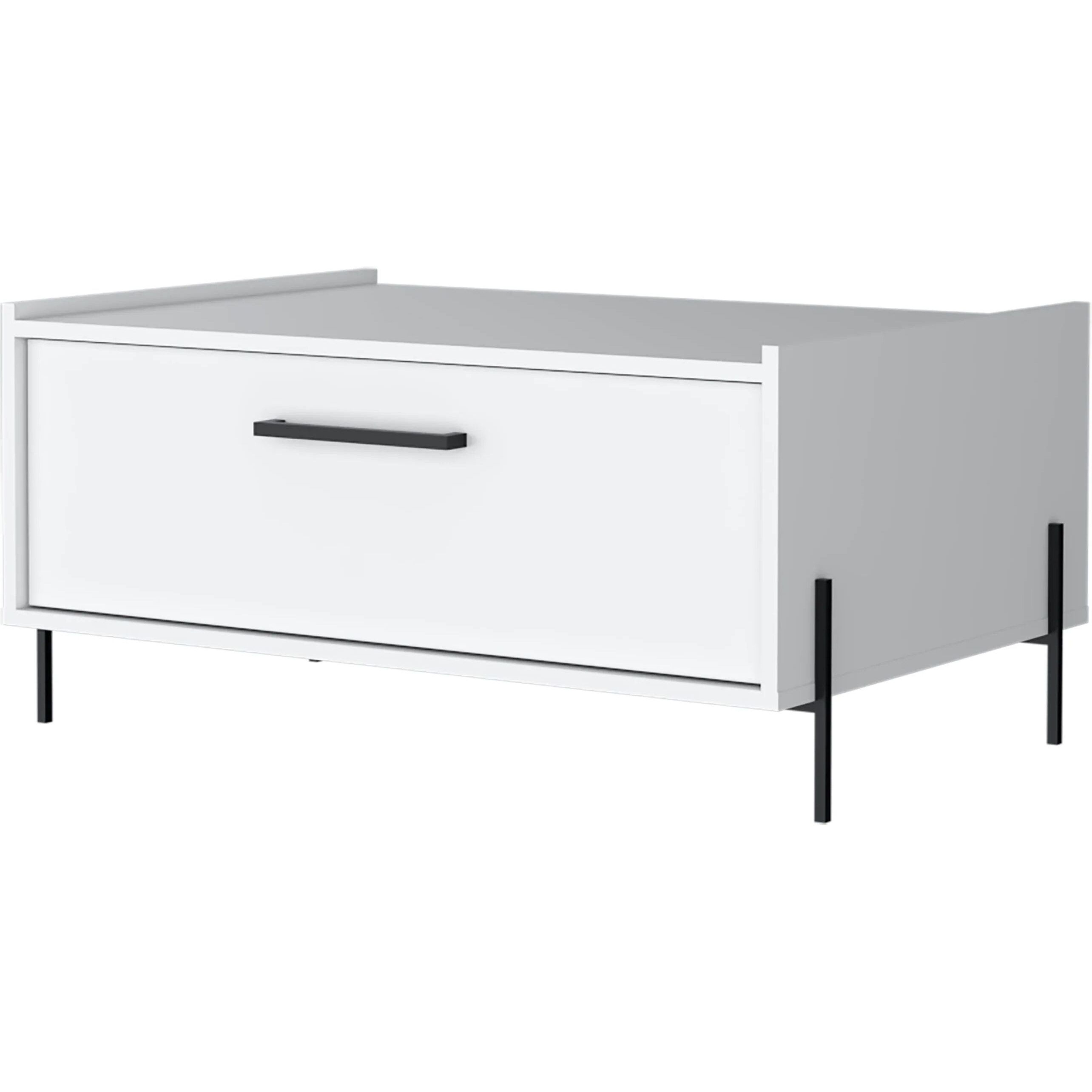 White Coffee Table With Flip-Down Door