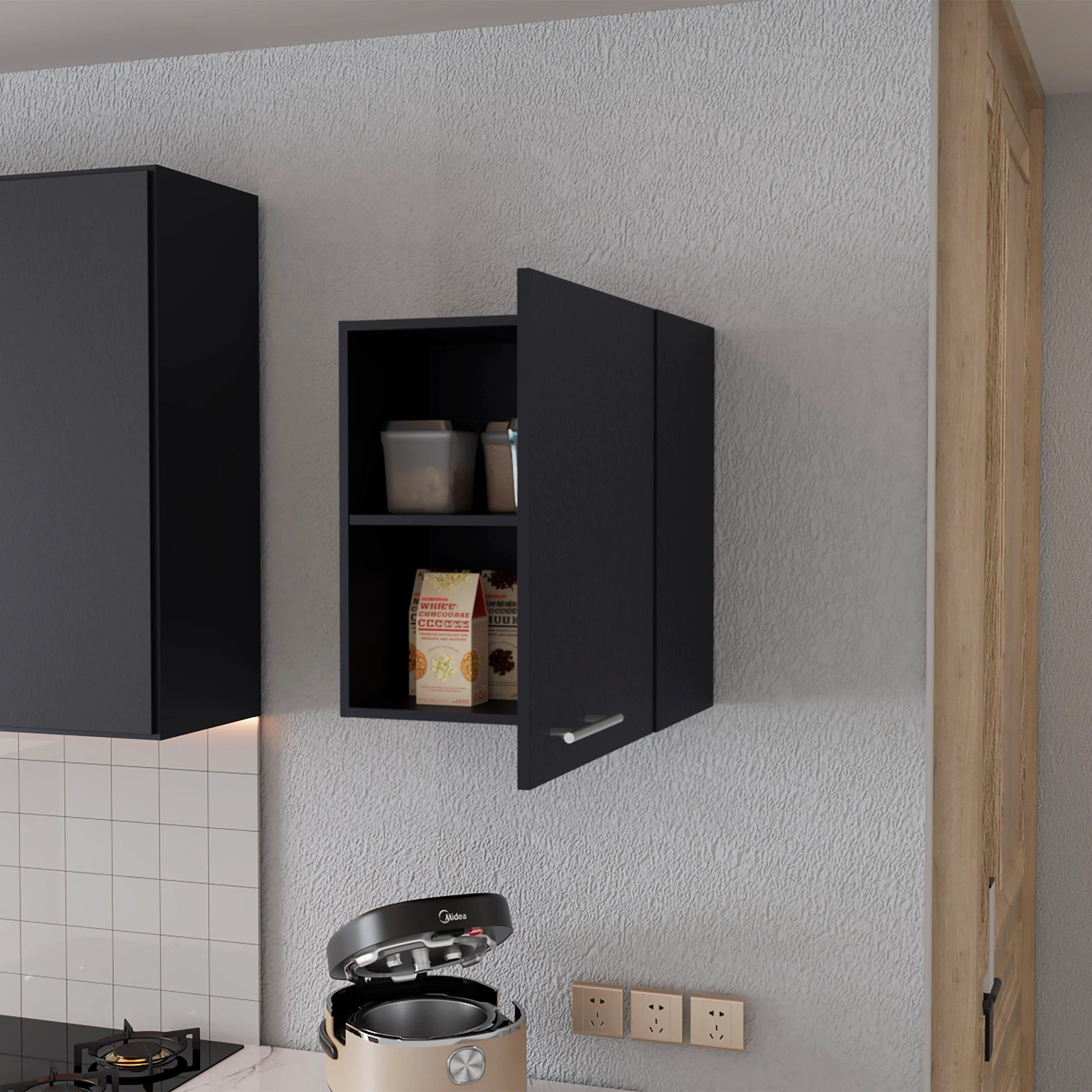 Black Hi Wall Cabinet With 1 Door