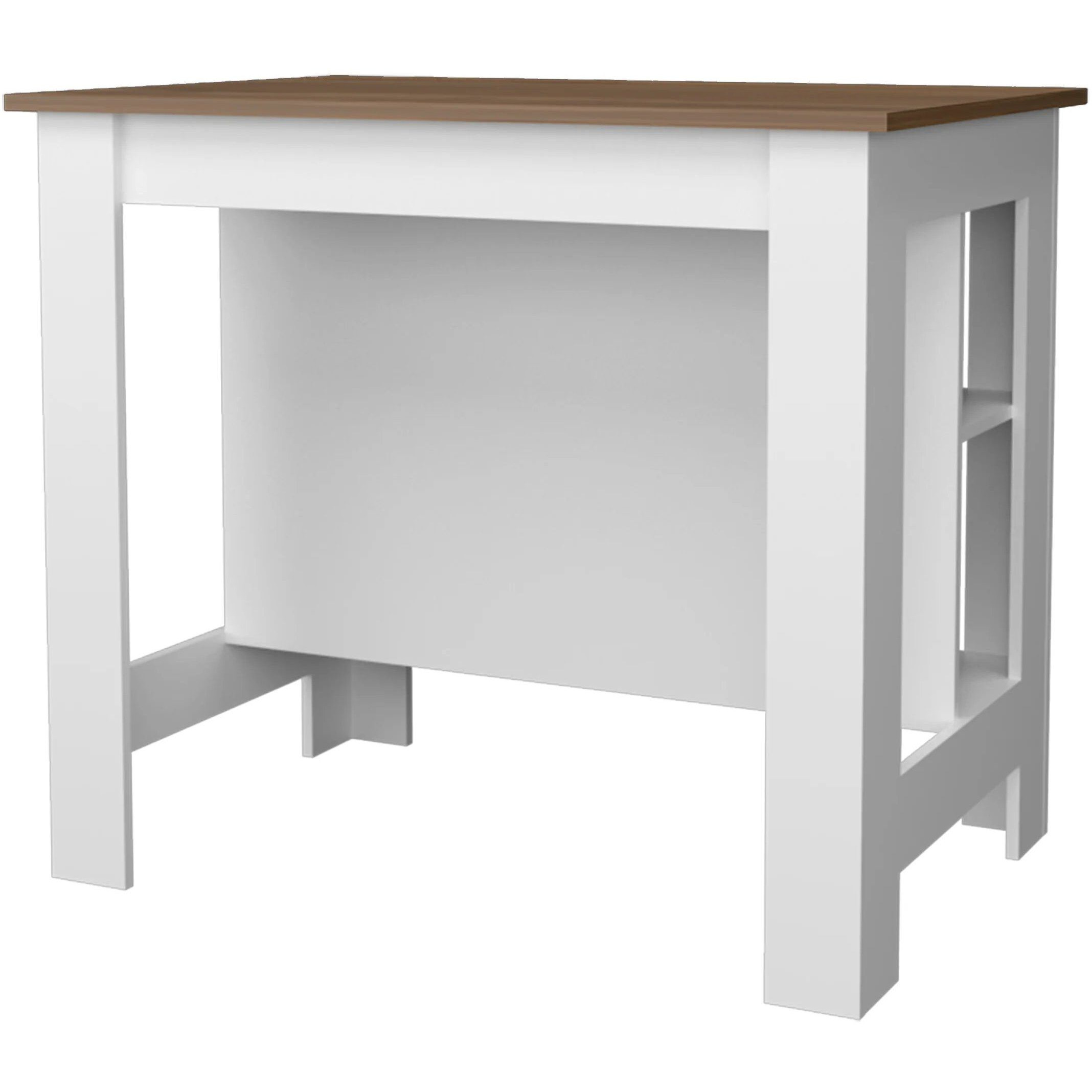 Mahogany And White Kitchen Island With Open Storage