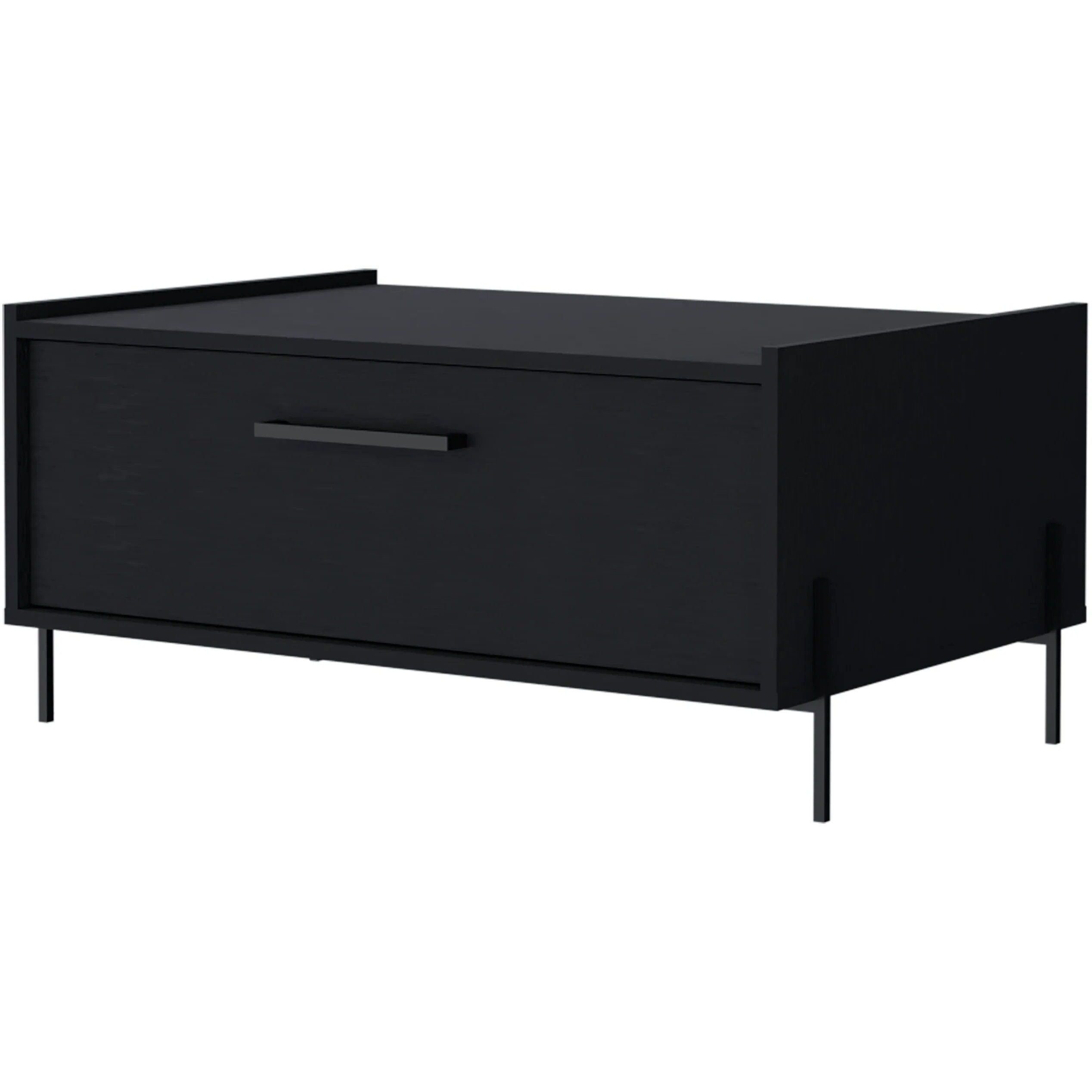 Black Coffee Table With Flip-Down Door