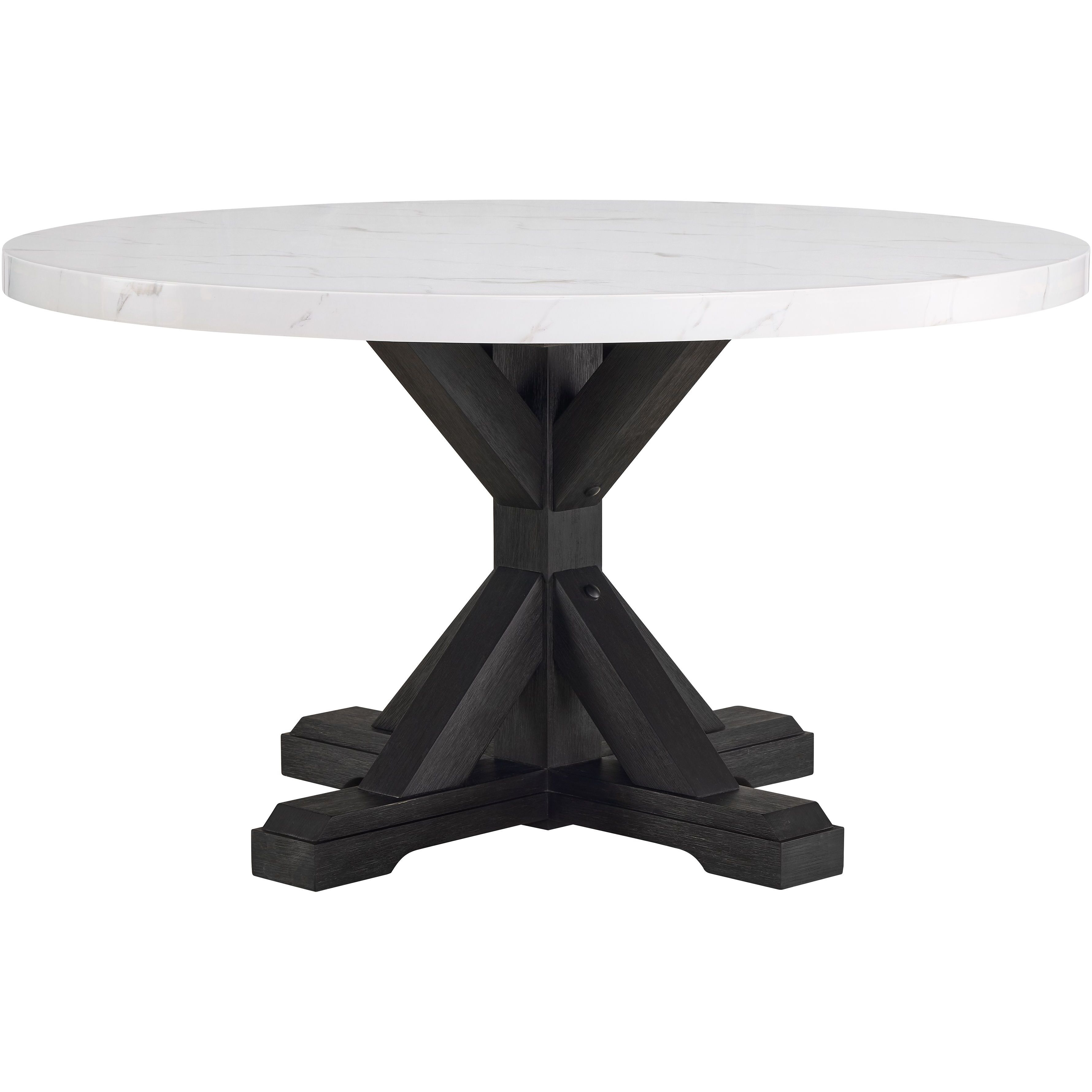 Hirima Modern Elegance 54"" Round Dining Table  Solid Acacia Wood Base