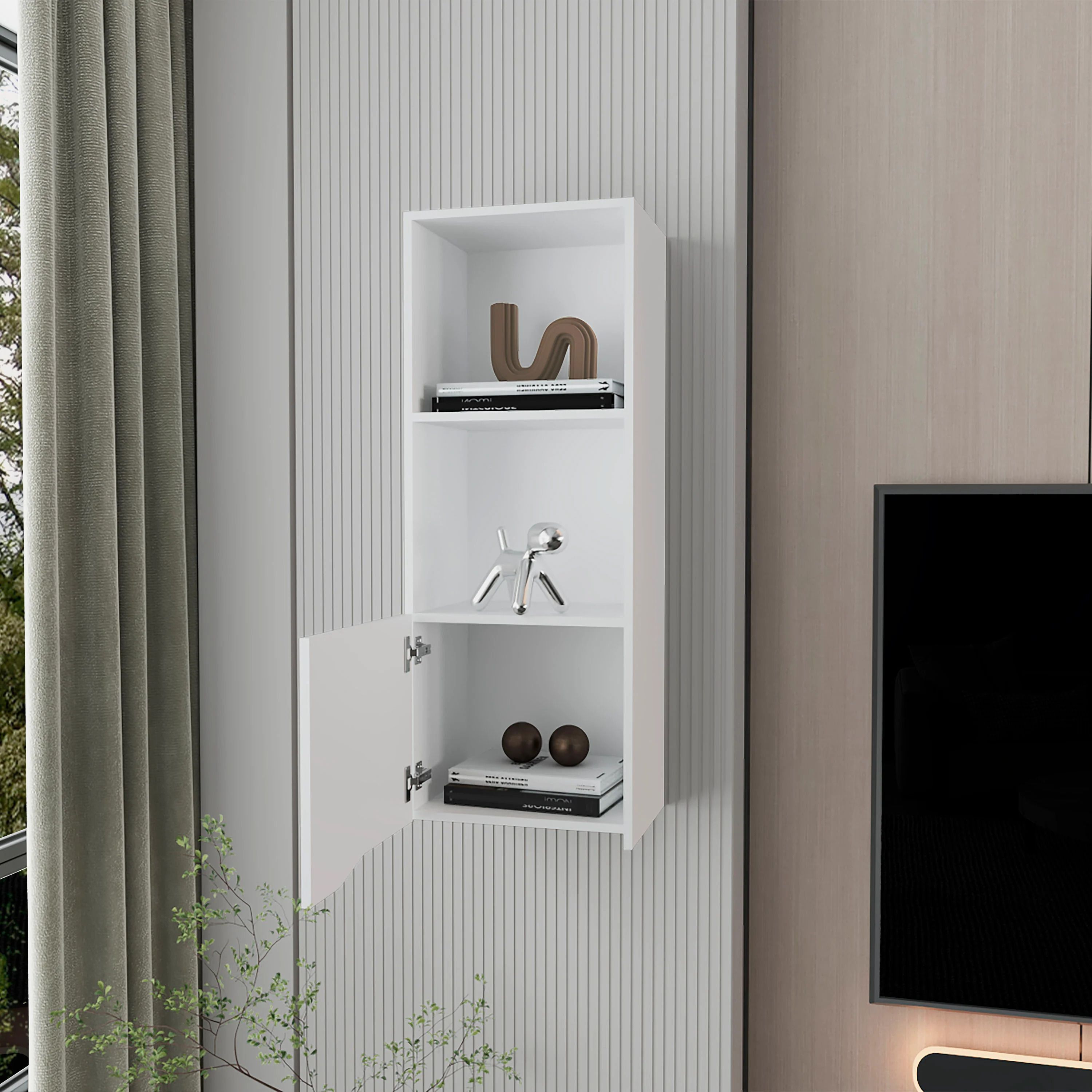 White Wall Cabinet With One Door