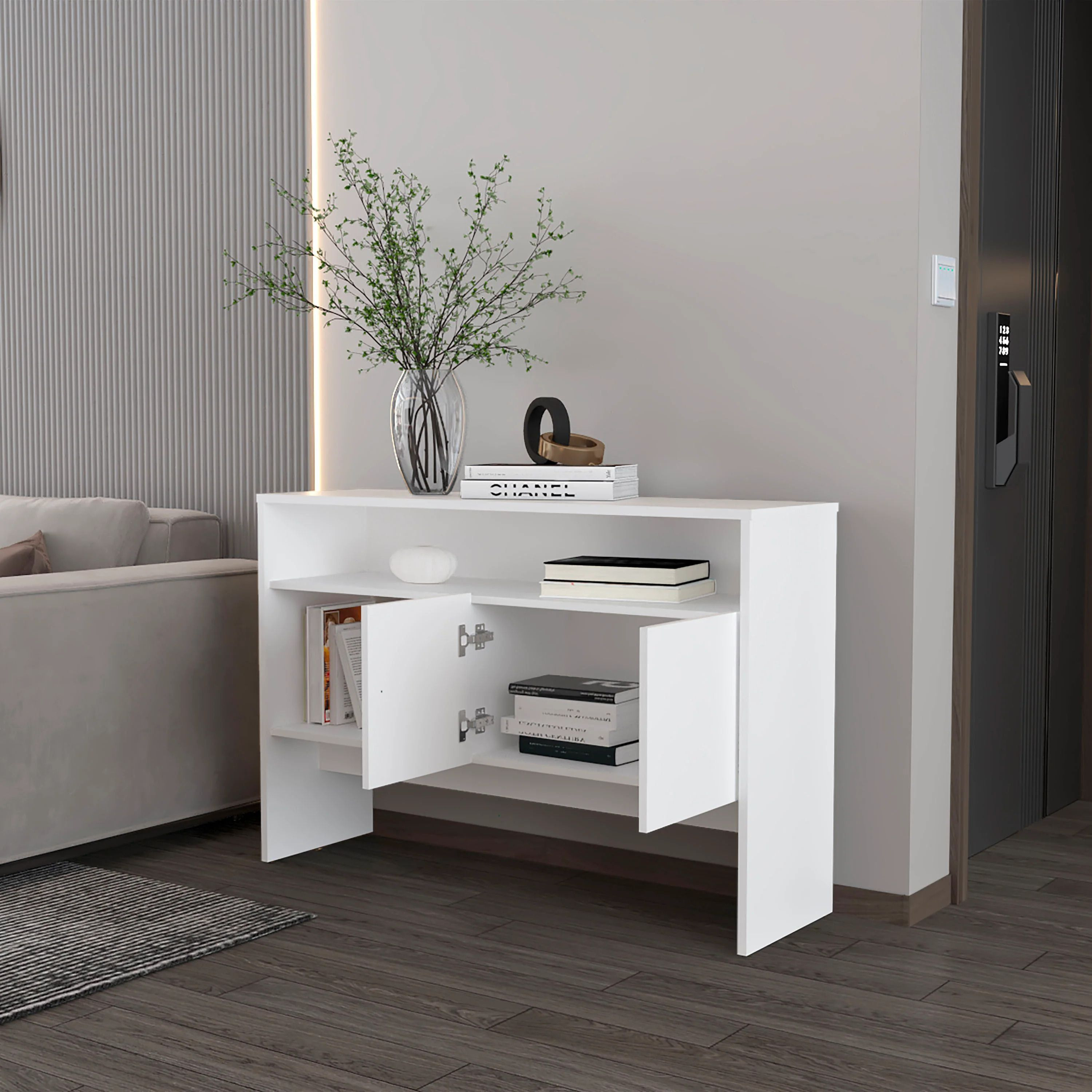 White Console Table With Two Doors