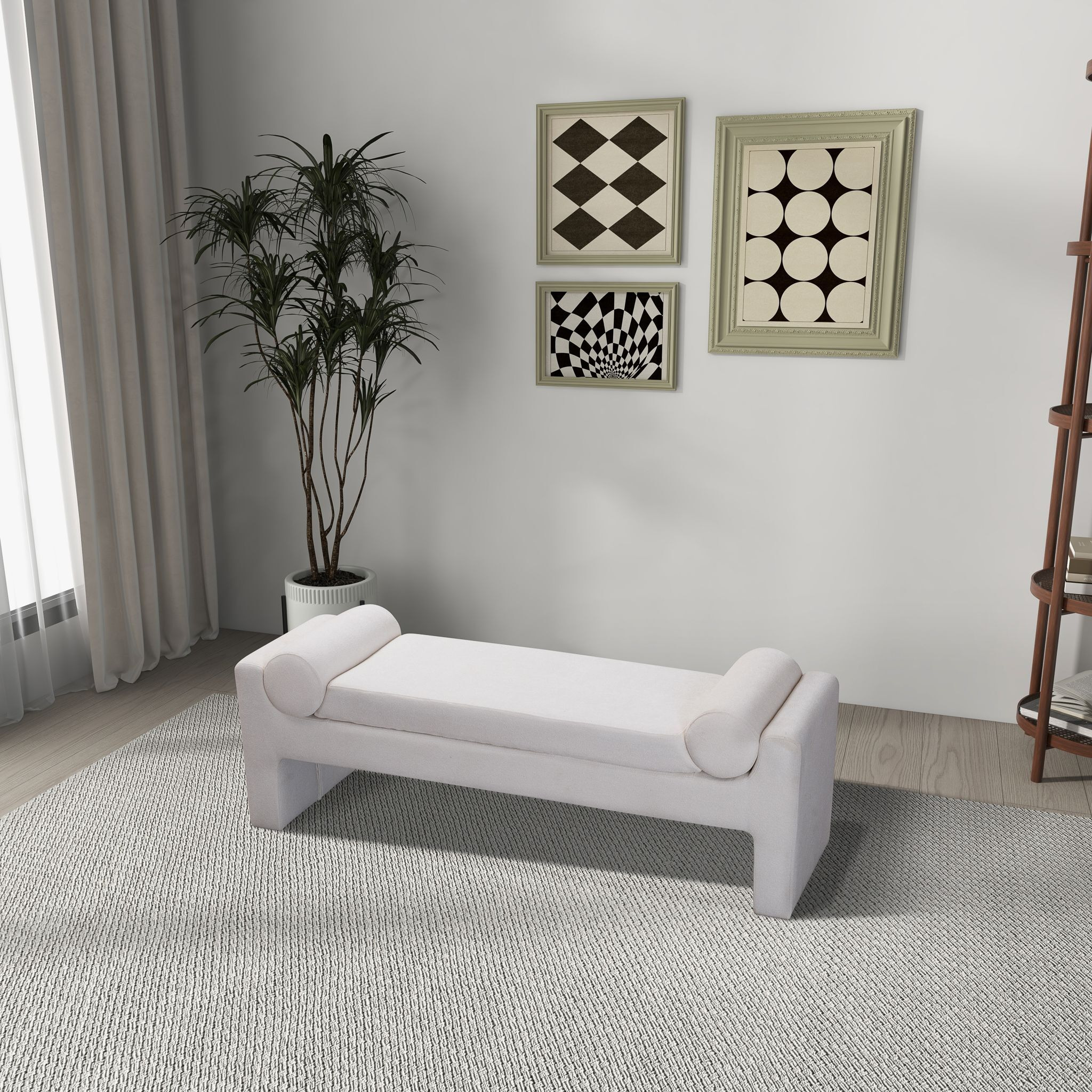 Camden Bench In White Boucle