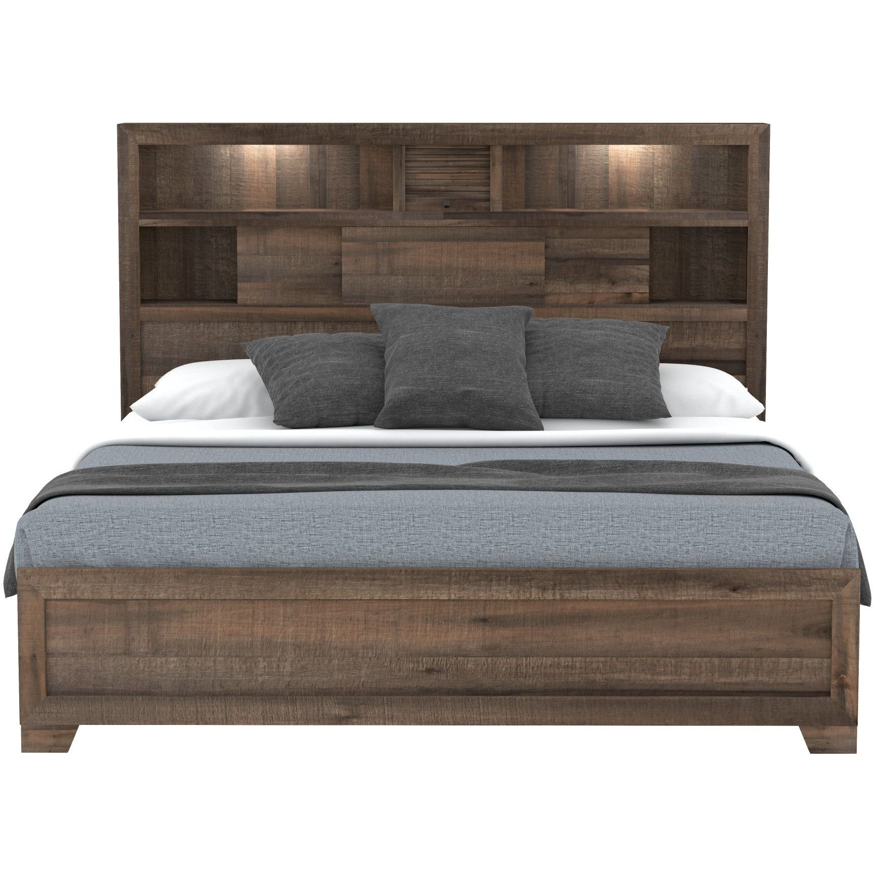Wallace & Bay Plinz Brown Queen Bookcase Bed