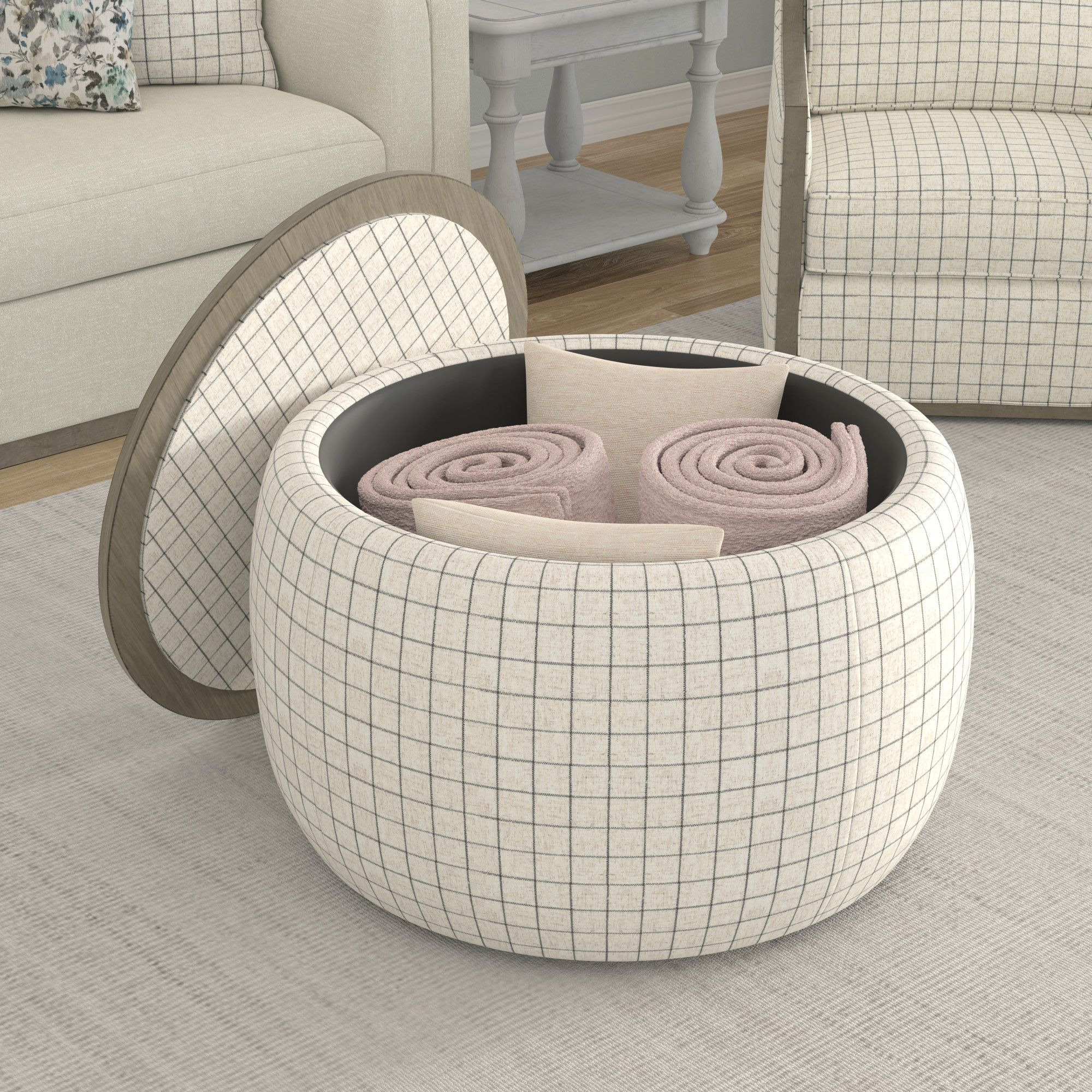 Wallace & Bay Revel White Storage Ottoman