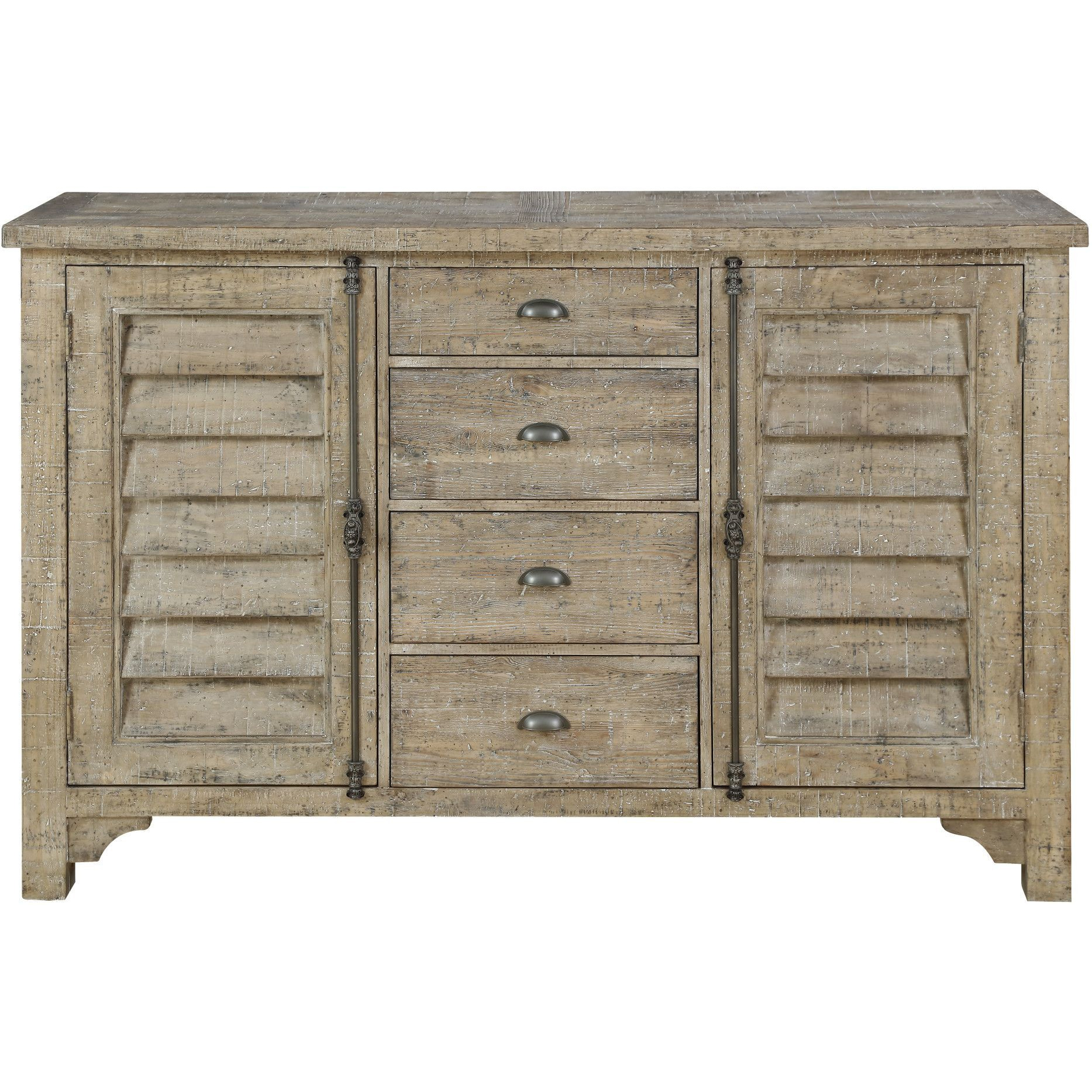 Wallace & Bay Ludin Taupe Louvred Door Buffet