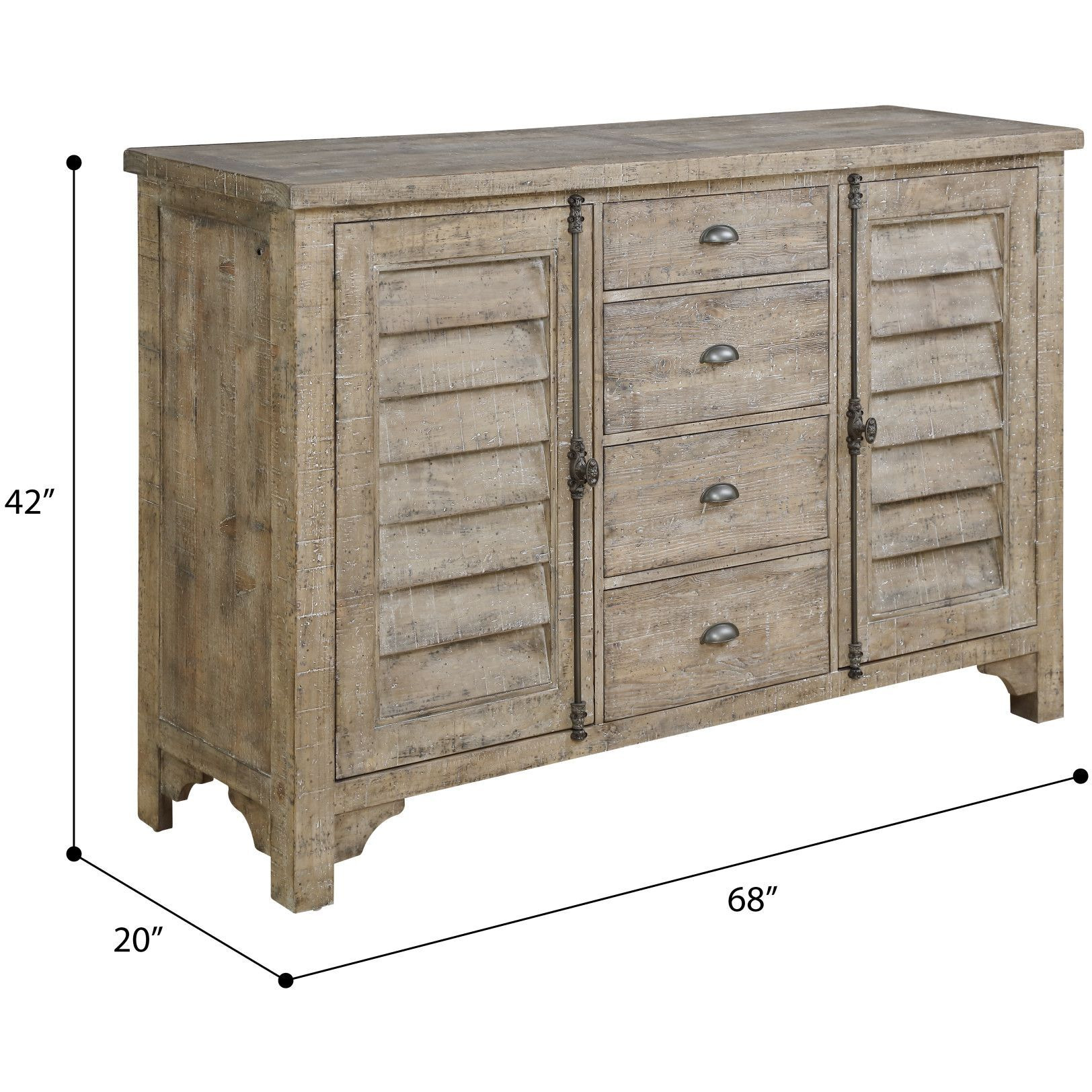 Wallace & Bay Ludin Taupe Louvred Door Buffet