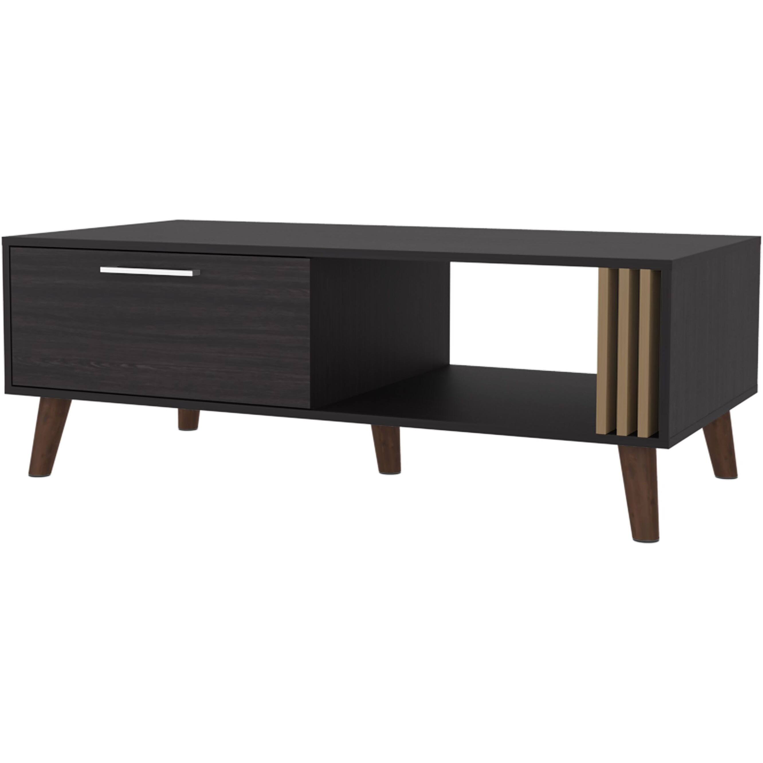 Govan Coffee Table With A Door  Conical Legs  And Open Storage  Wengue