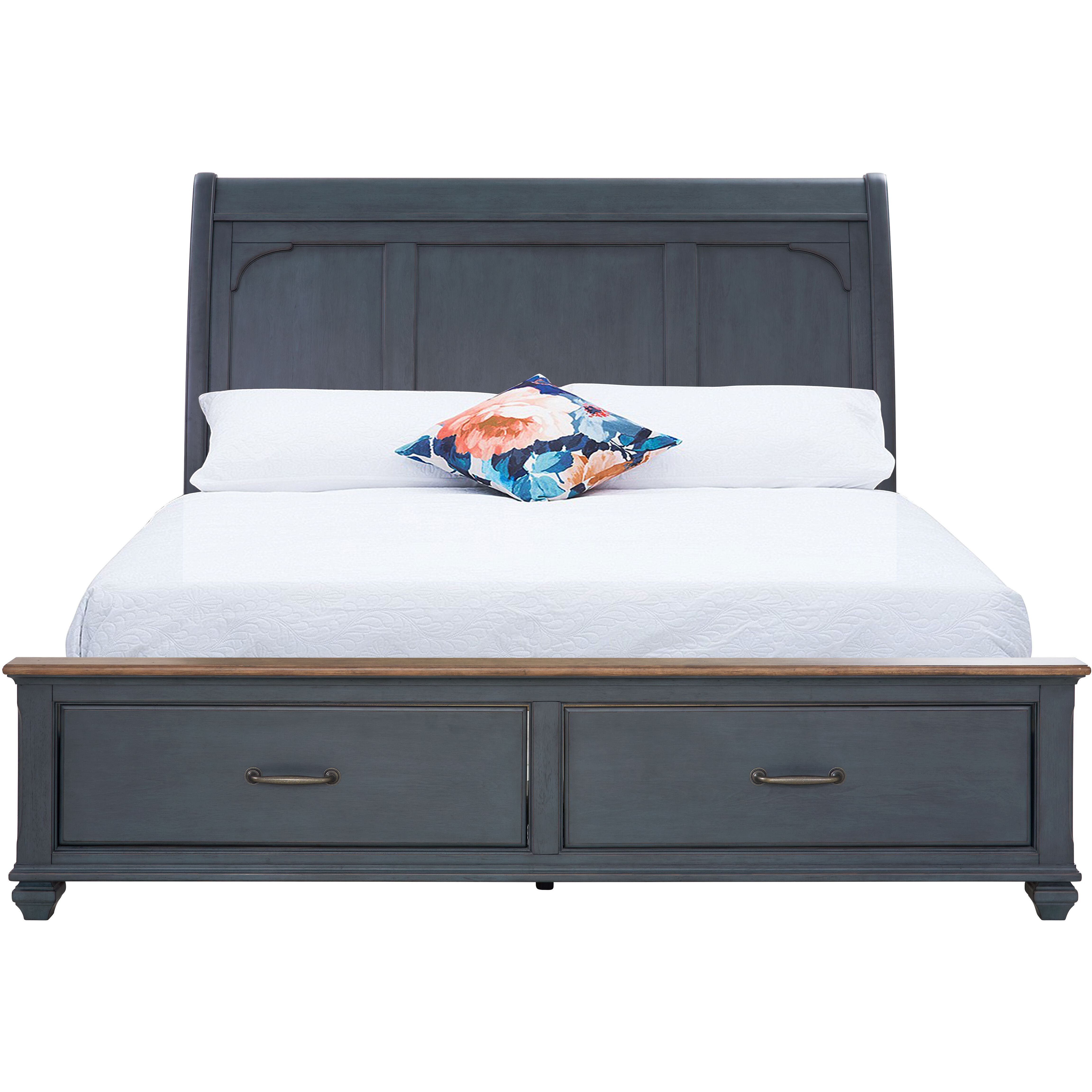Bridgevine Home Americana Queen Size Sleigh Bed  Corduroy Blue Finish