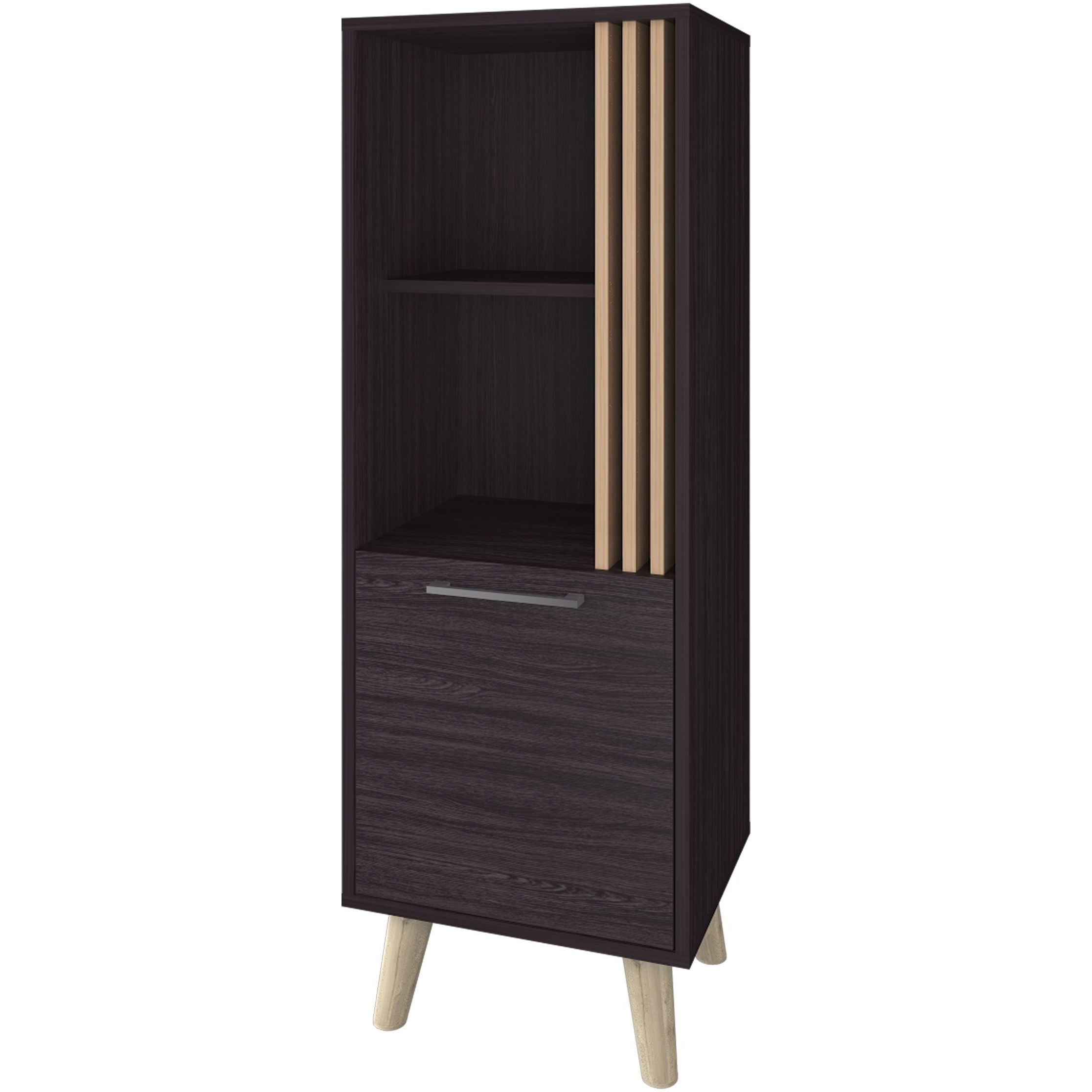 Ac Chin Storage Cabinet With A Door And Open Storage  Wengue + Natural Oak