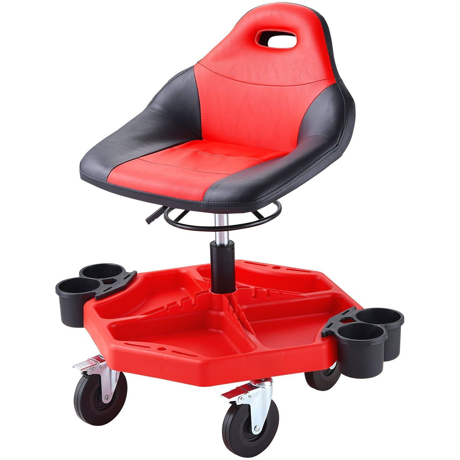 Vevor Rolling Garage Stool 300Lbs Adjustable Mechanic Work Shop Seat W/Casters