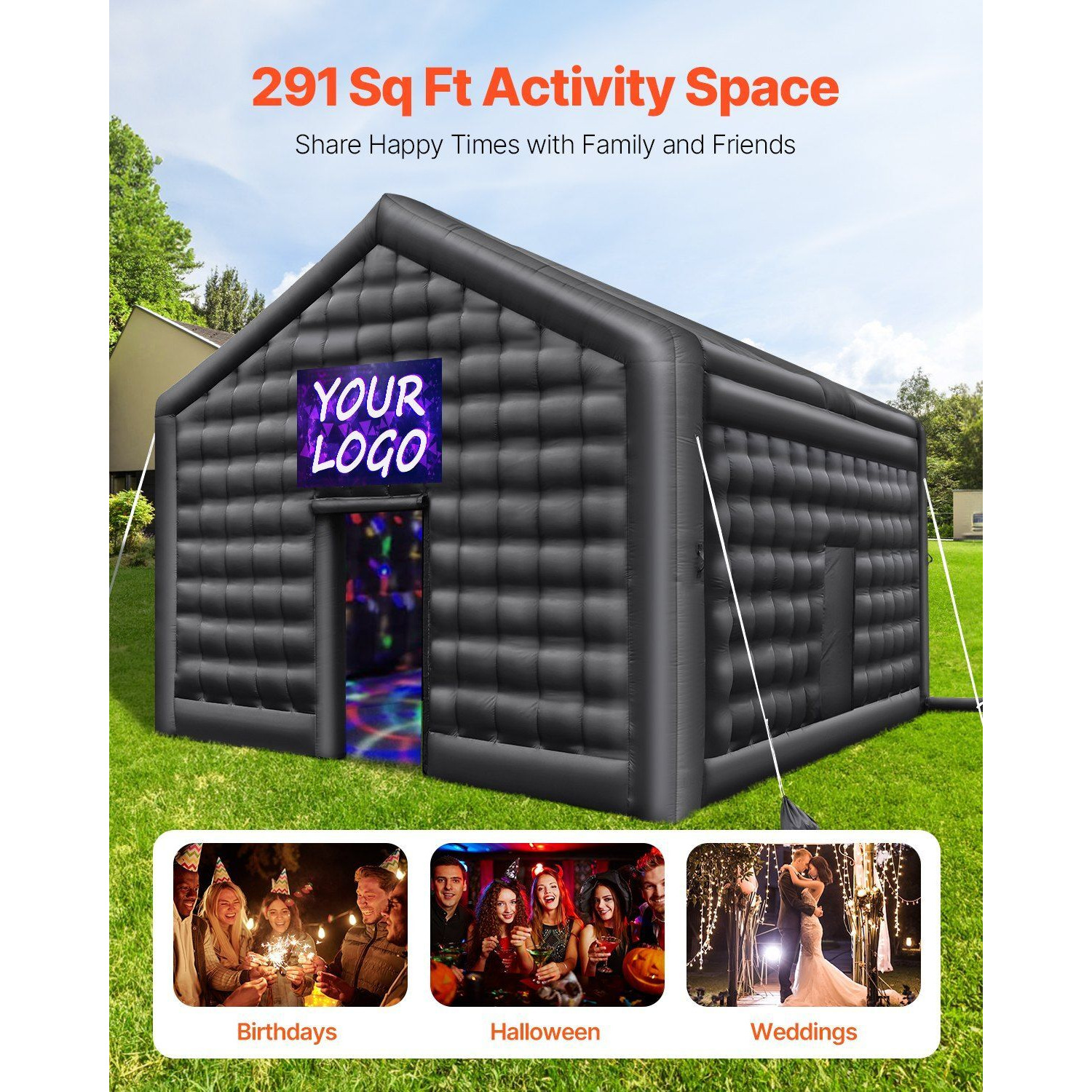 Inflatable Nightclub 17.7 X 16.4 X 13.9 Ft Blow Up Party Tent With Lights