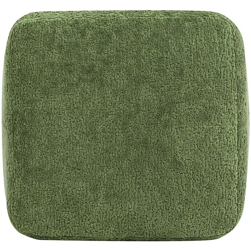 Oliver 16"" Tapered Square Upholstered Ottoman  Moss Green Fleeced Teddy