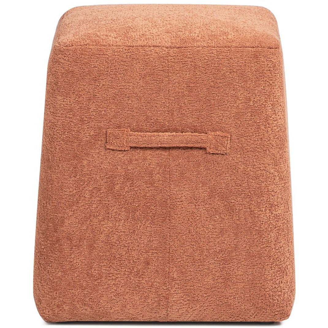 Oliver 16"" Tapered Square Upholstered Ottoman  Spice Orange Fleeced Teddy