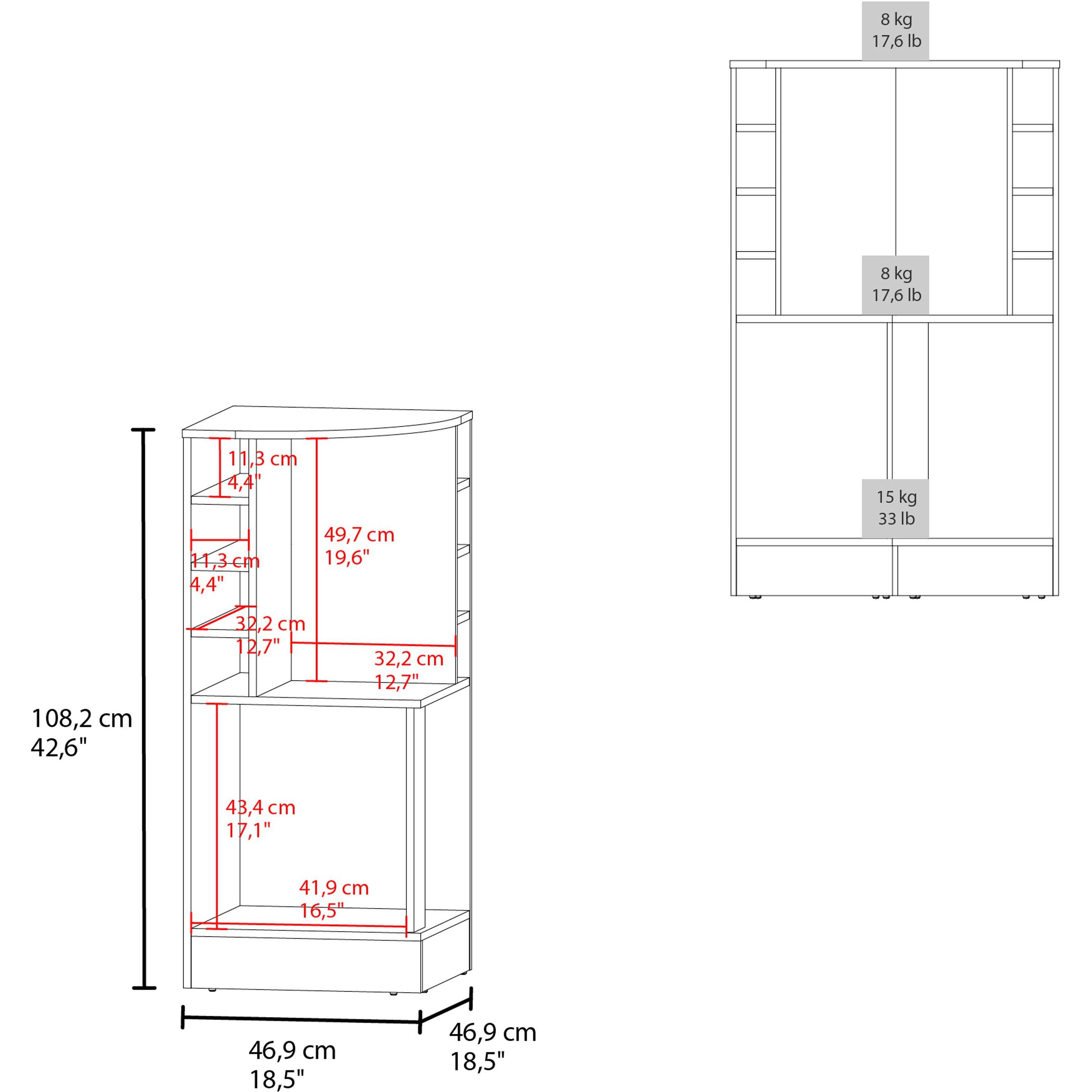 Fm Furniture Toyei Corner Bar Cabinet With Bottle Rack  Open Shelves  And Hidden Storage  White
