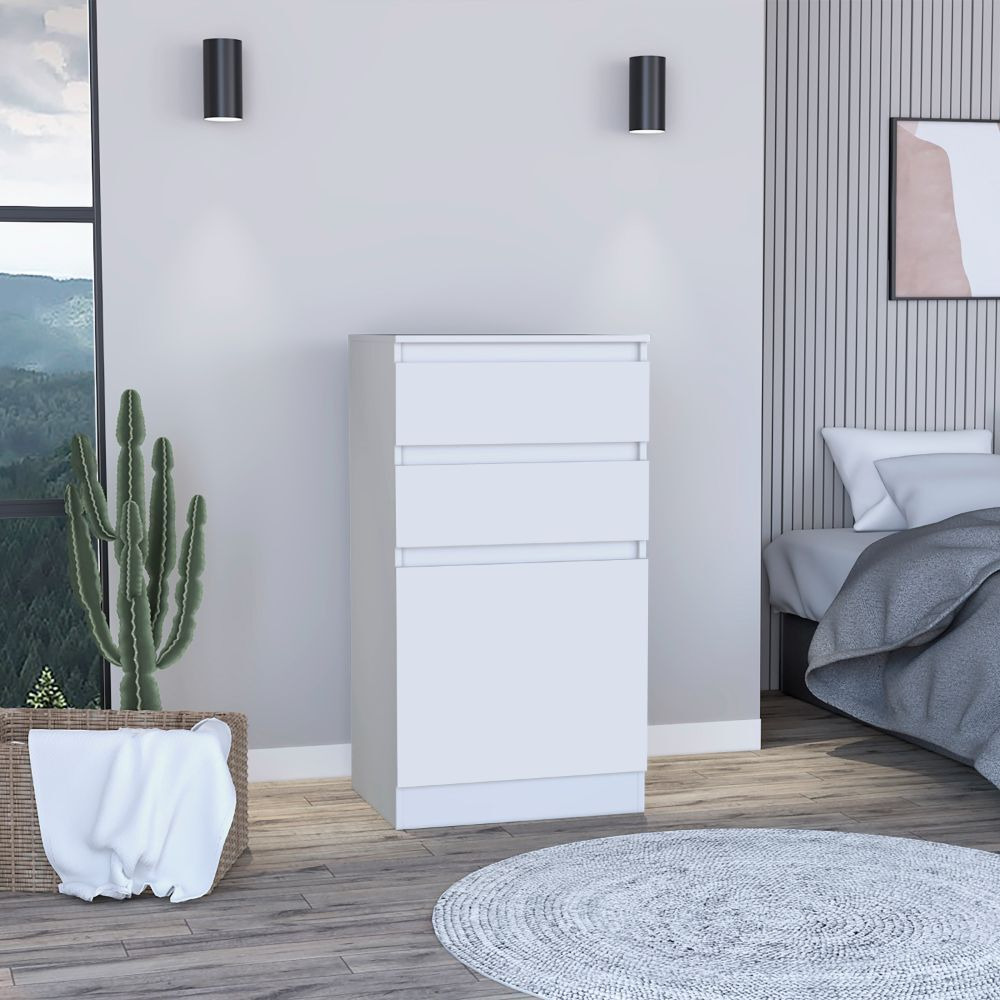 Celestial Dresser  Jewelry Box  Mirror  Two Drawers  Single Door Cabinet  White
