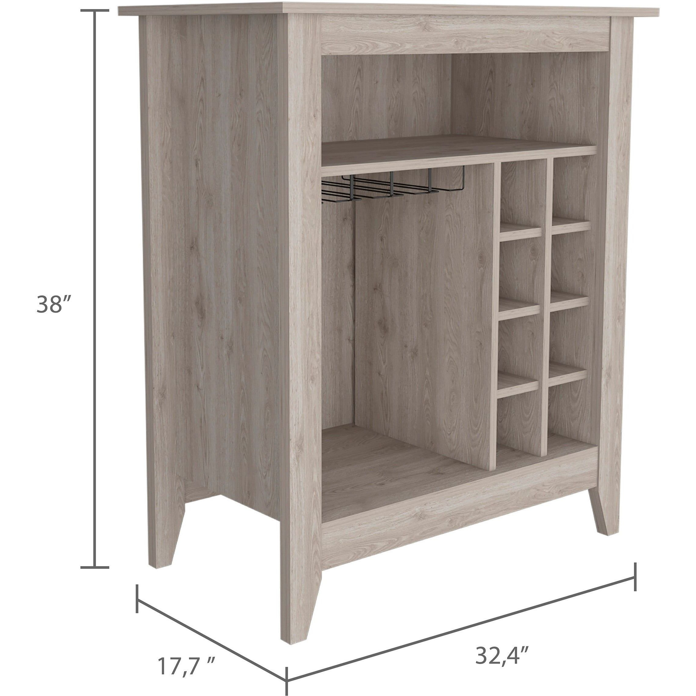 Future Bar Cabinet  Six Built-In Wine Rack  One Open Drawer  One Open Shelf  Carbon Espresso