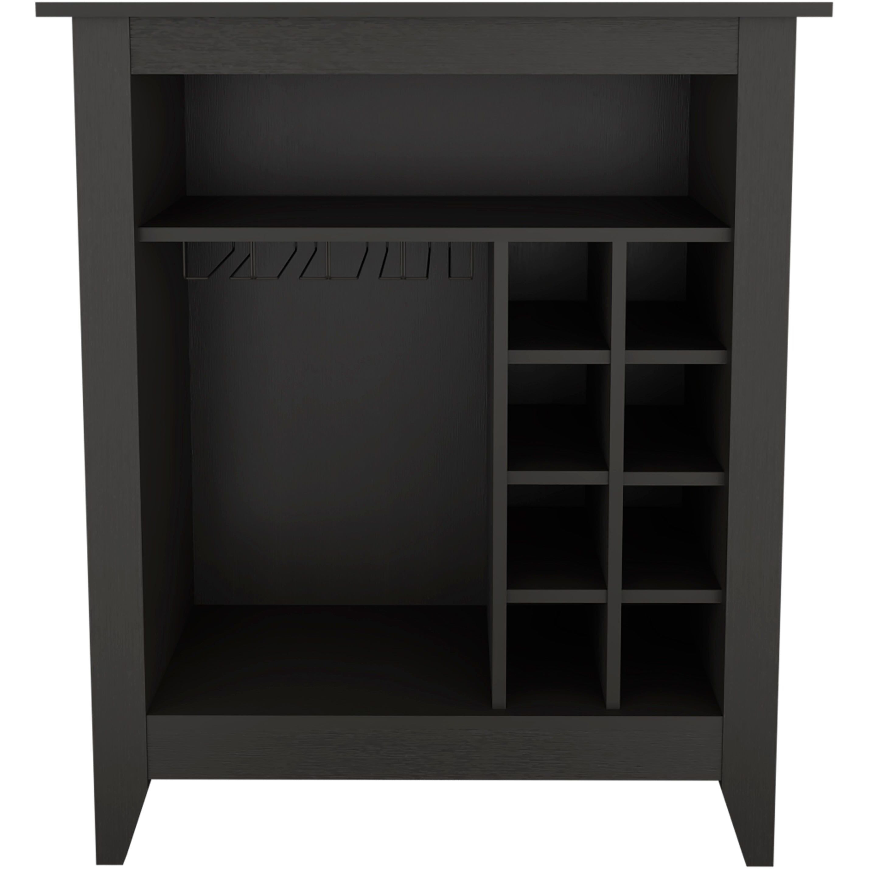 Future Bar Cabinet  Six Built-In Wine Rack  One Open Drawer  One Open Shelf  Carbon Espresso