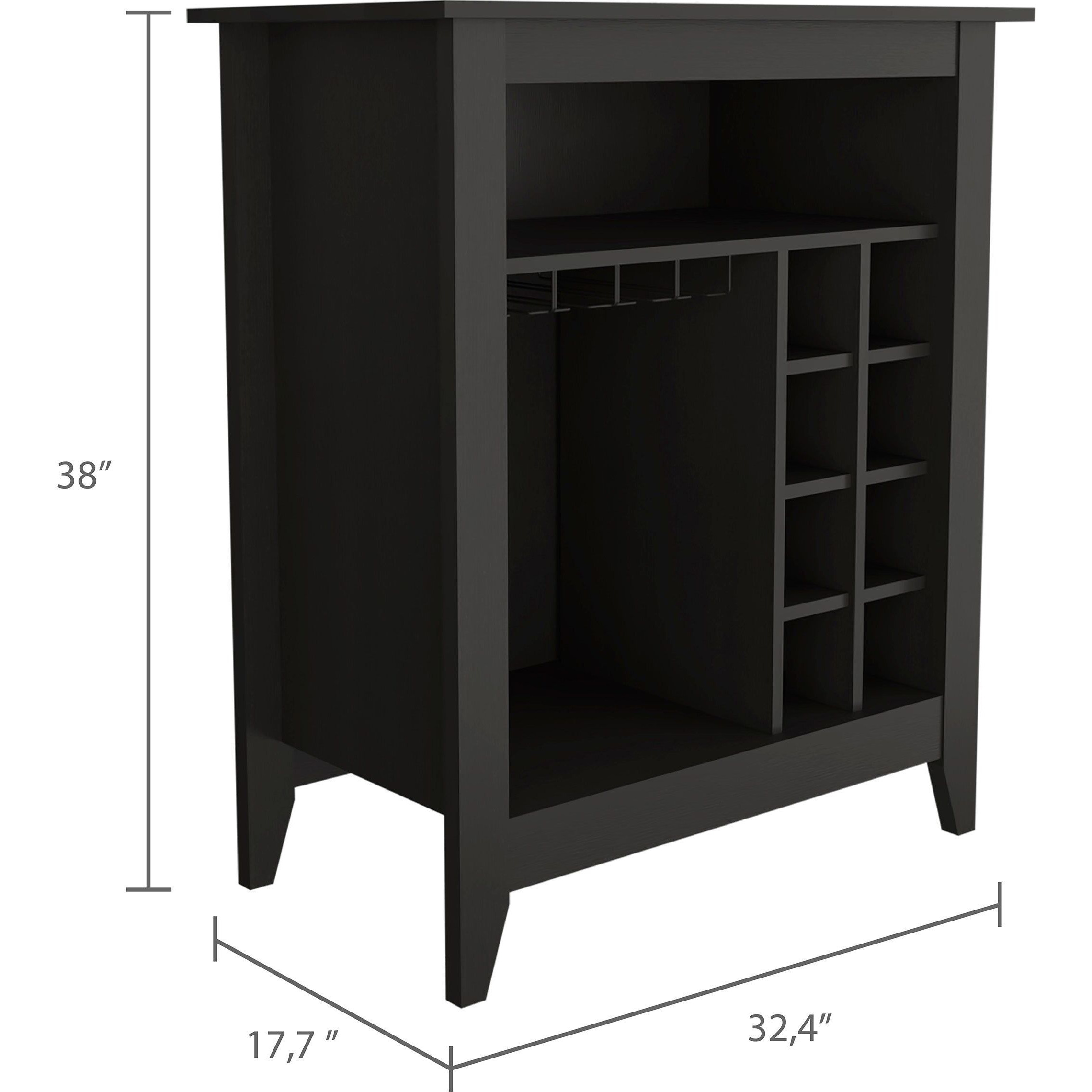 Future Bar Cabinet  Six Built-In Wine Rack  One Open Drawer  One Open Shelf  Carbon Espresso
