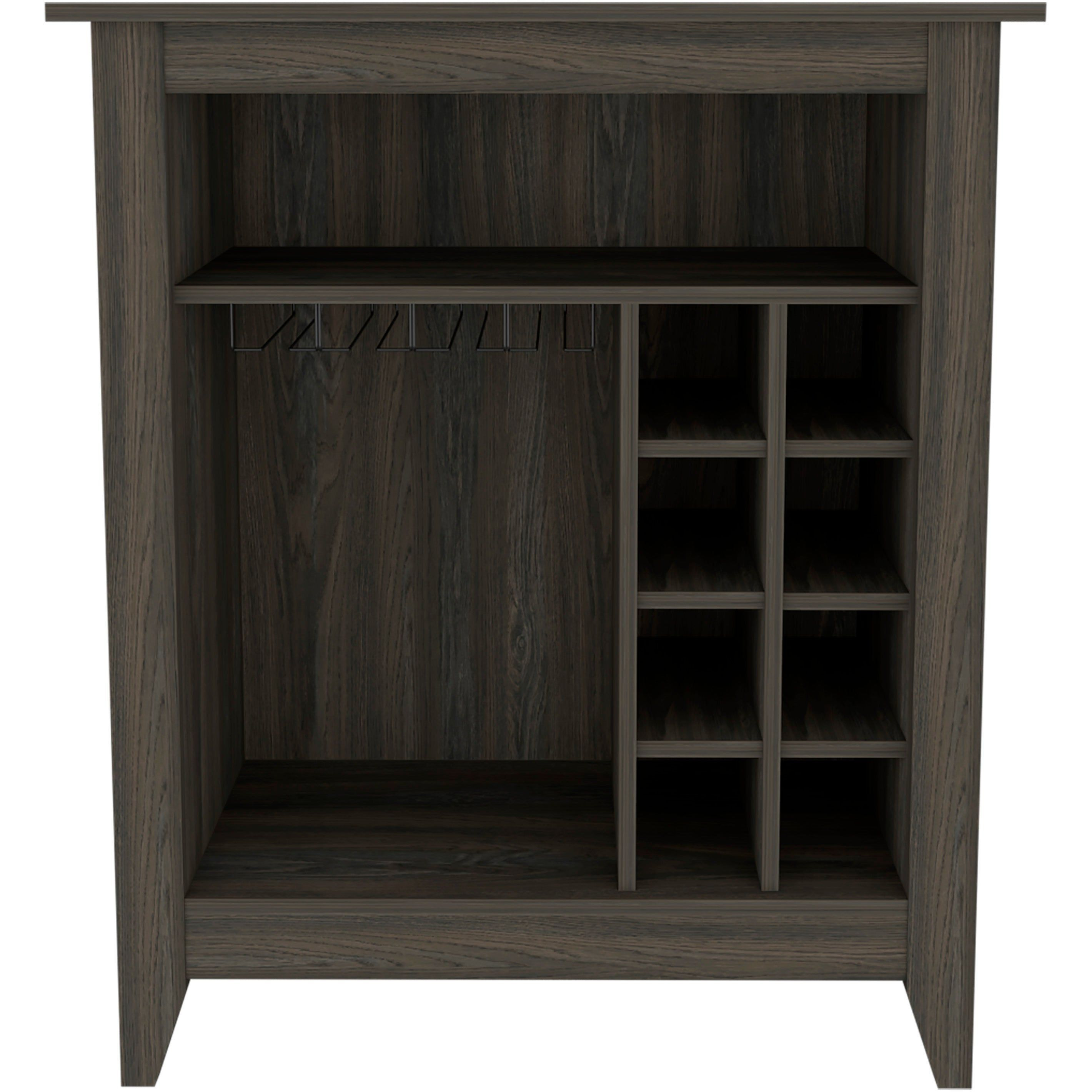 Future Bar Cabinet  Six Built-In Wine Rack  One Open Drawer  One Open Shelf  Carbon Espresso