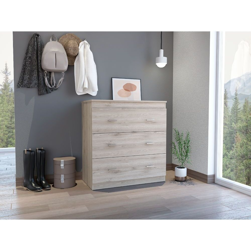Dove Three Drawer Dresser  Superior Top  Light Gray